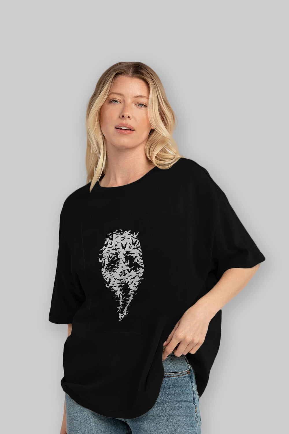 Ghost Face Bats Ön Baskılı Oversize t-shirt %100 pamuk Erkek Kadın Unisex