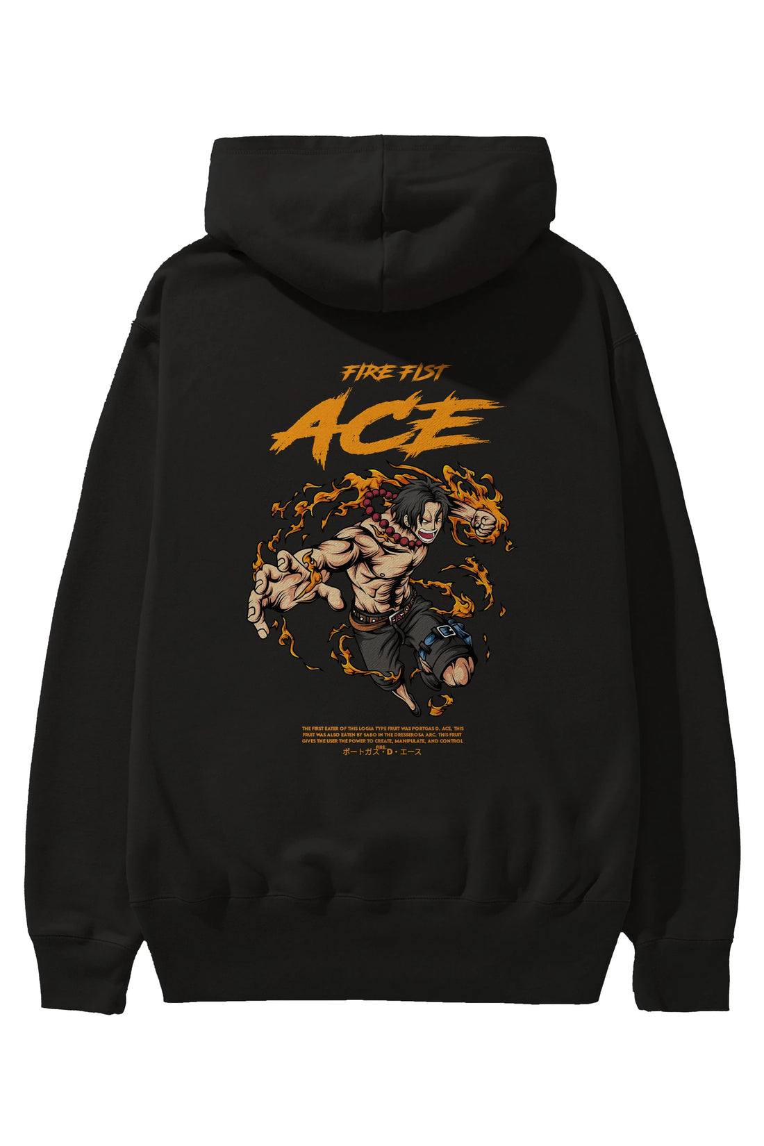 Fire Fist Ace Anime Arka Baskılı Hoodie Oversize Kapüşonlu Sweatshirt Erkek Kadın Unisex