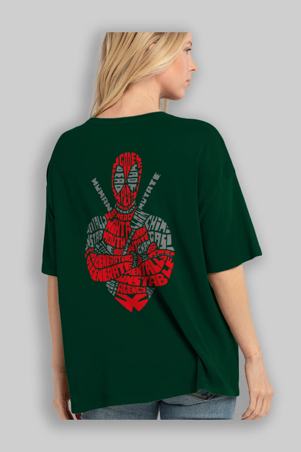Deadpool (16) Arka Baskılı Oversize t-shirt Erkek Kadın Unisex %100 Pamuk Bisiklet Yaka tişort