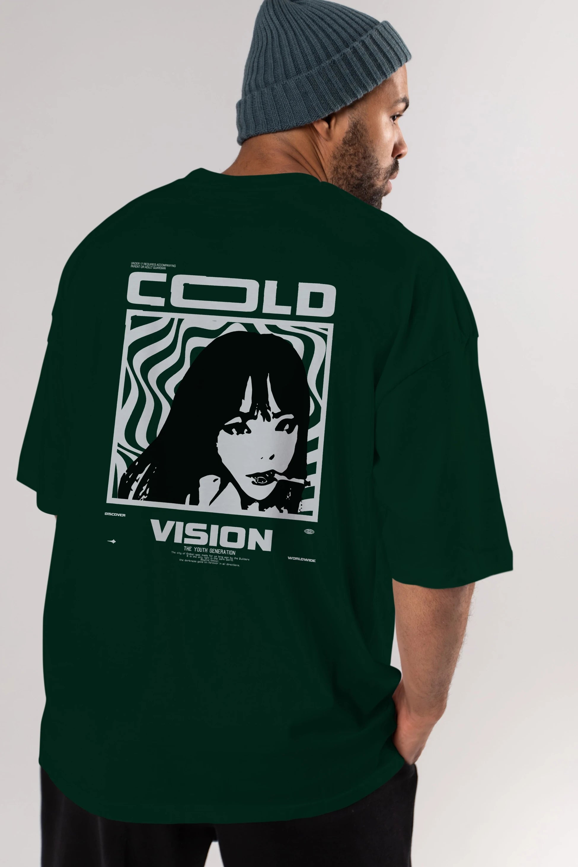 Cold Vision Arka Baskılı Oversize t-shirt Erkek Kadın Unisex