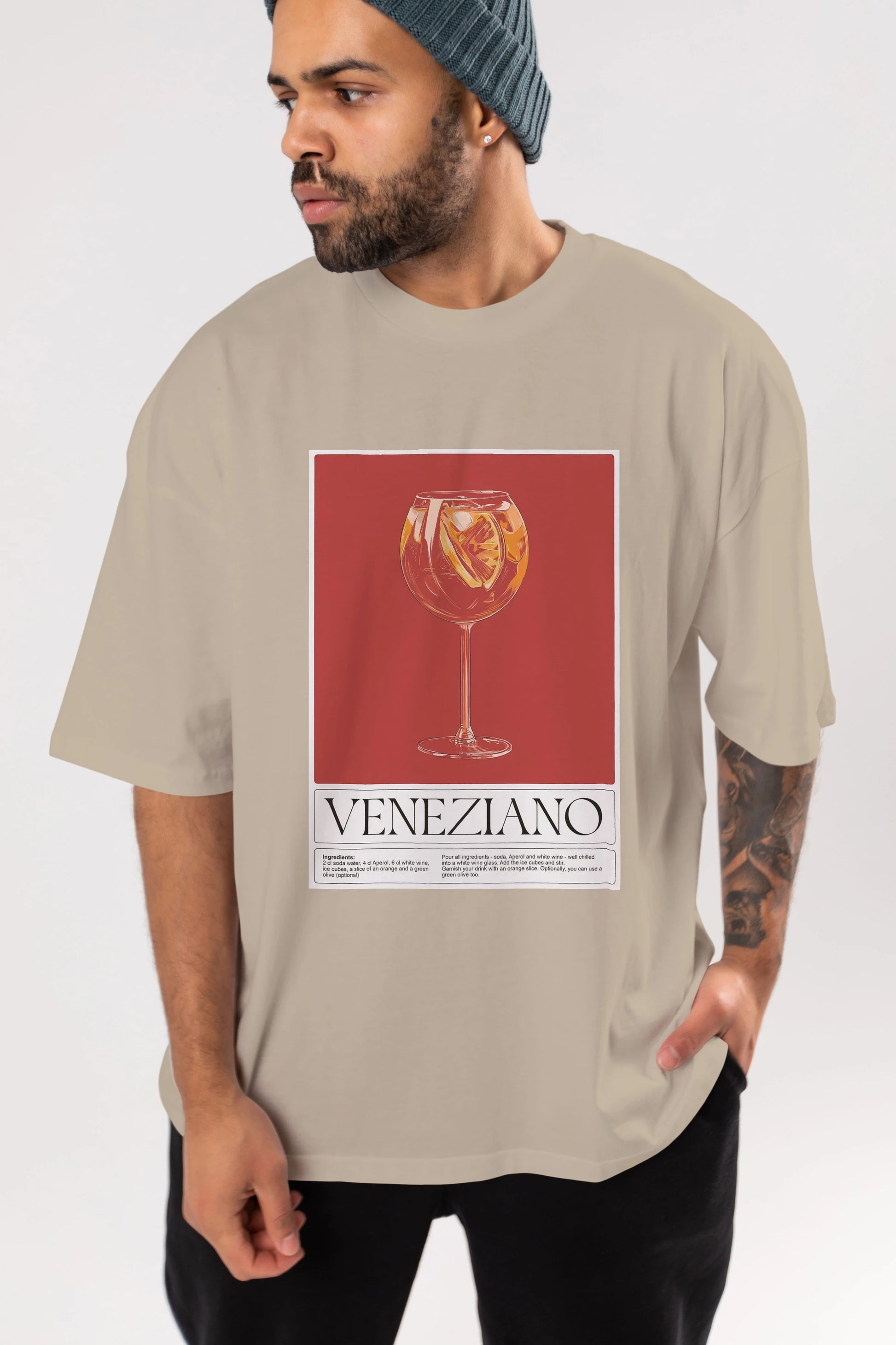 Veneziano Ön Baskılı Oversize t-shirt Erkek Kadın Unisex %100 Pamuk Bisiklet Yaka tişort