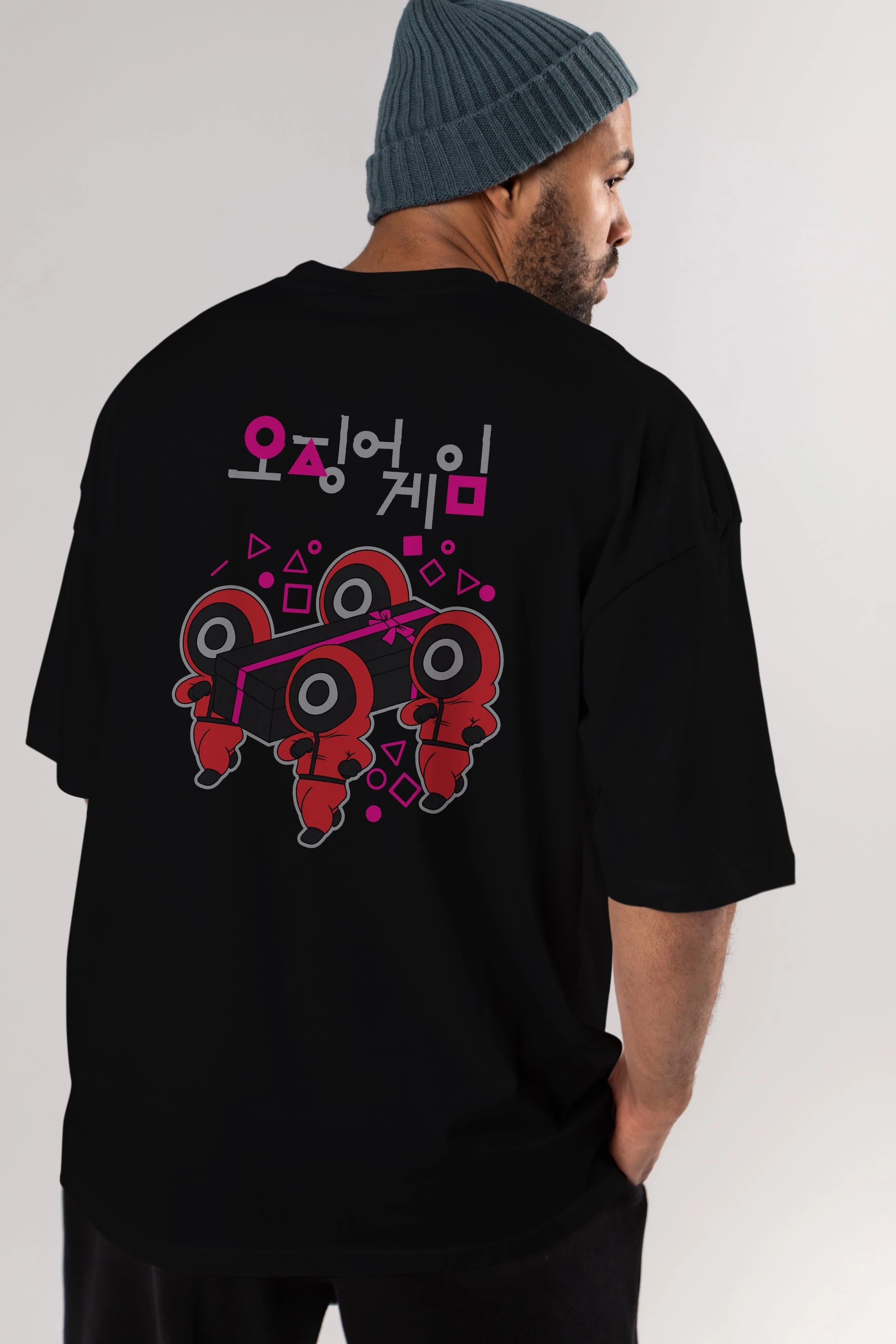 Squid Game (6) Arka Baskılı Oversize t-shirt Erkek Kadın Unisex %100 Pamuk Bisiklet Yaka tişort