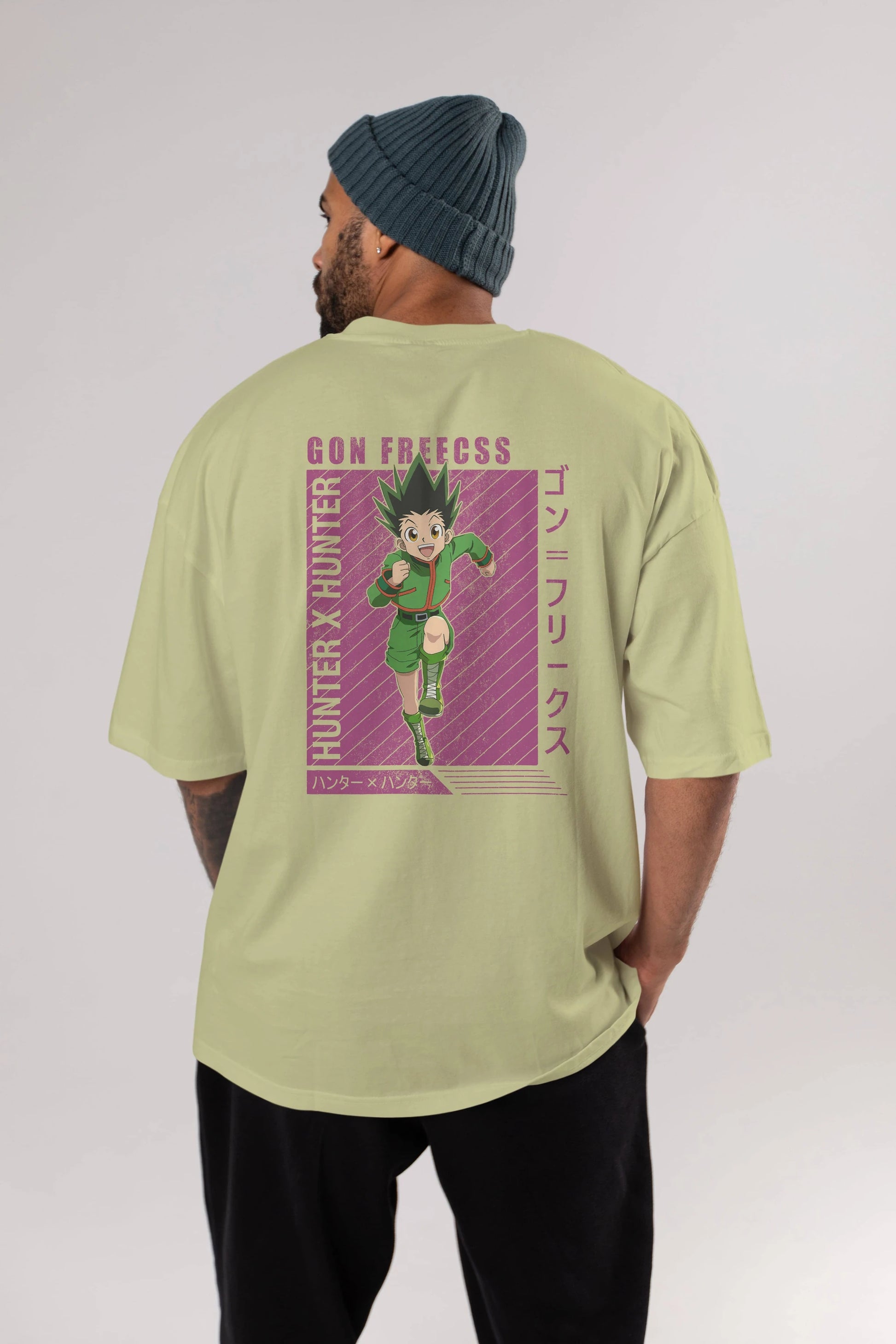 Gon Freecss HUNTER X HUNTER 3 Anime Arka Baskılı Oversize t-shirt Erkek Kadın Unisex