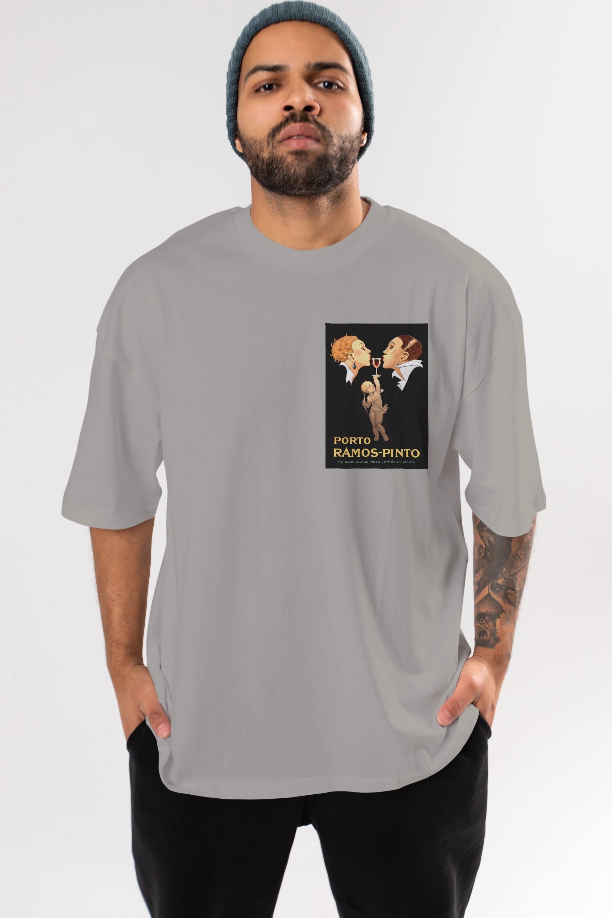Porto Ramos Pinto Ön Sol Baskılı Oversize t-shirt Erkek Kadın Unisex %100 Pamuk Bisiklet Yaka tişort