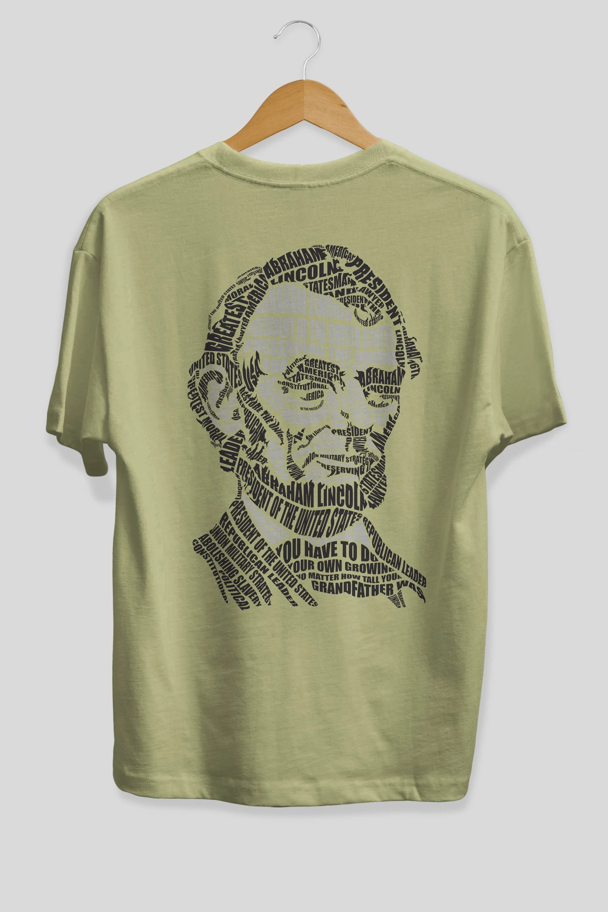 Abraham Lincoln Calligram Arka Baskılı Oversize t-shirt %100 pamuk Erkek Kadın Unisex