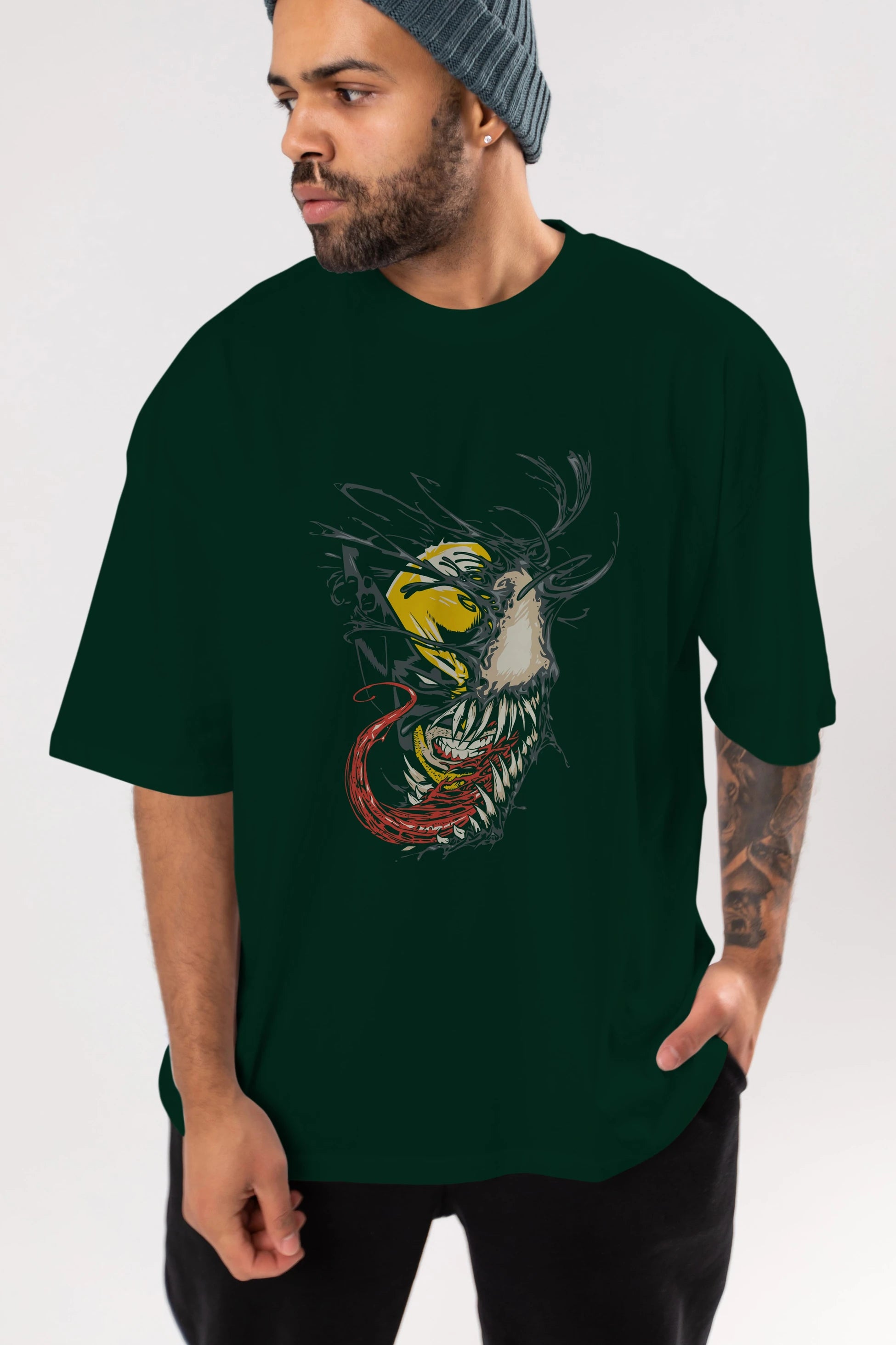 Venom (4) Ön Baskılı Oversize t-shirt Erkek Kadın Unisex %100 Pamuk Bisiklet Yaka tişort