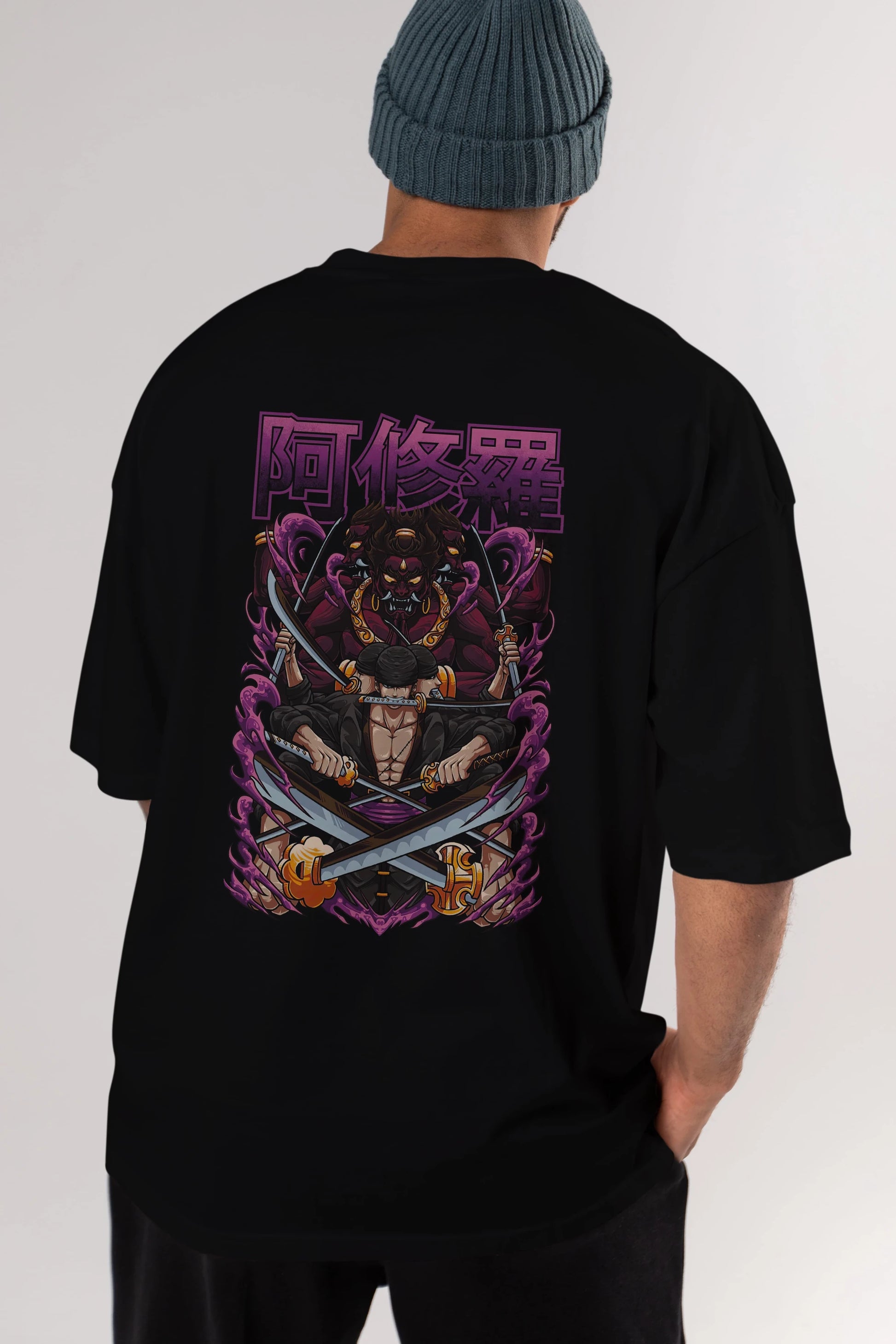 Roronoa Zoro 1 Anime Arka Baskılı Oversize t-shirt Erkek Kadın Unisex