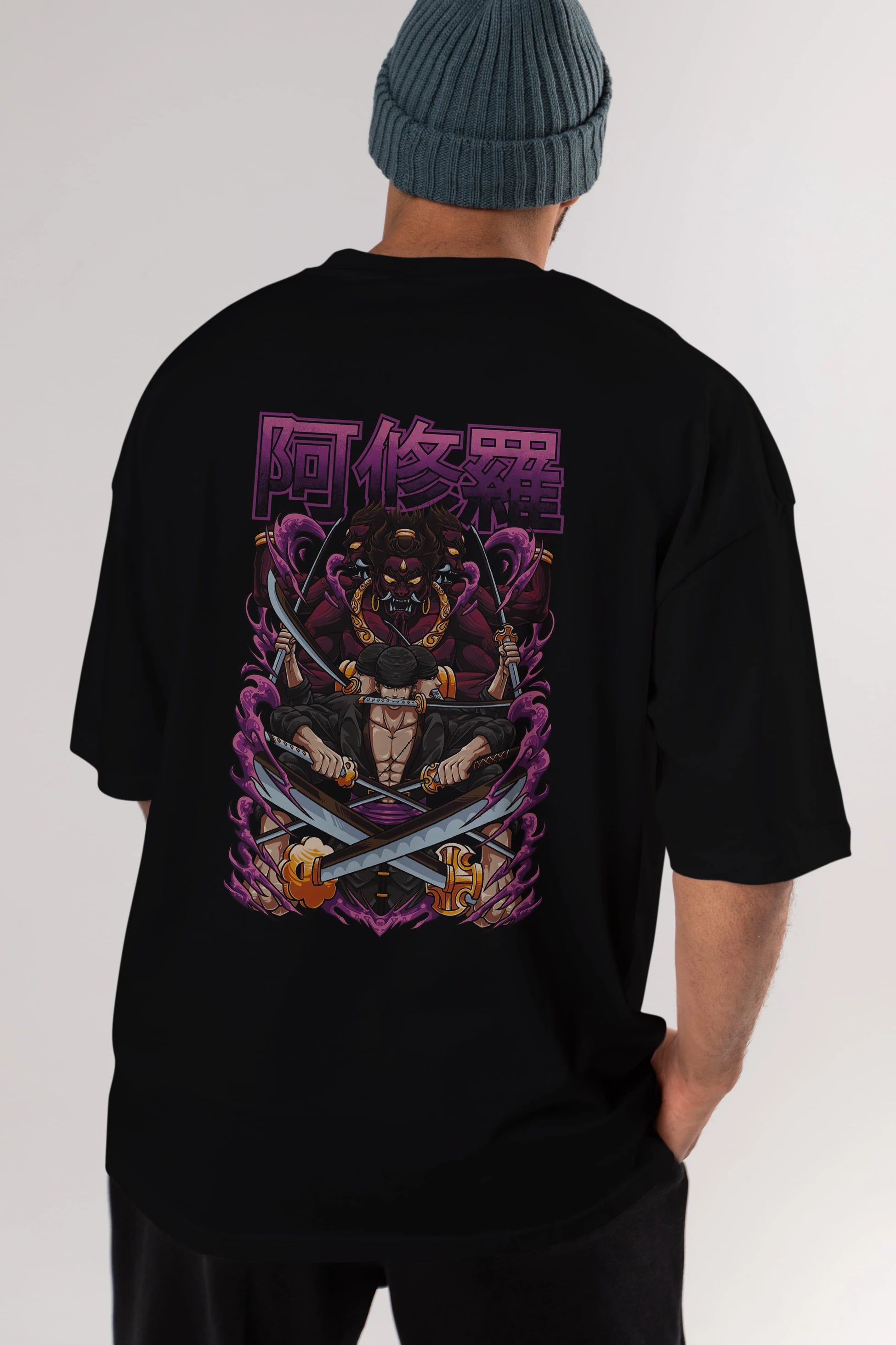 Roronoa Zoro 1 Anime Arka Baskılı Oversize t-shirt Erkek Kadın Unisex