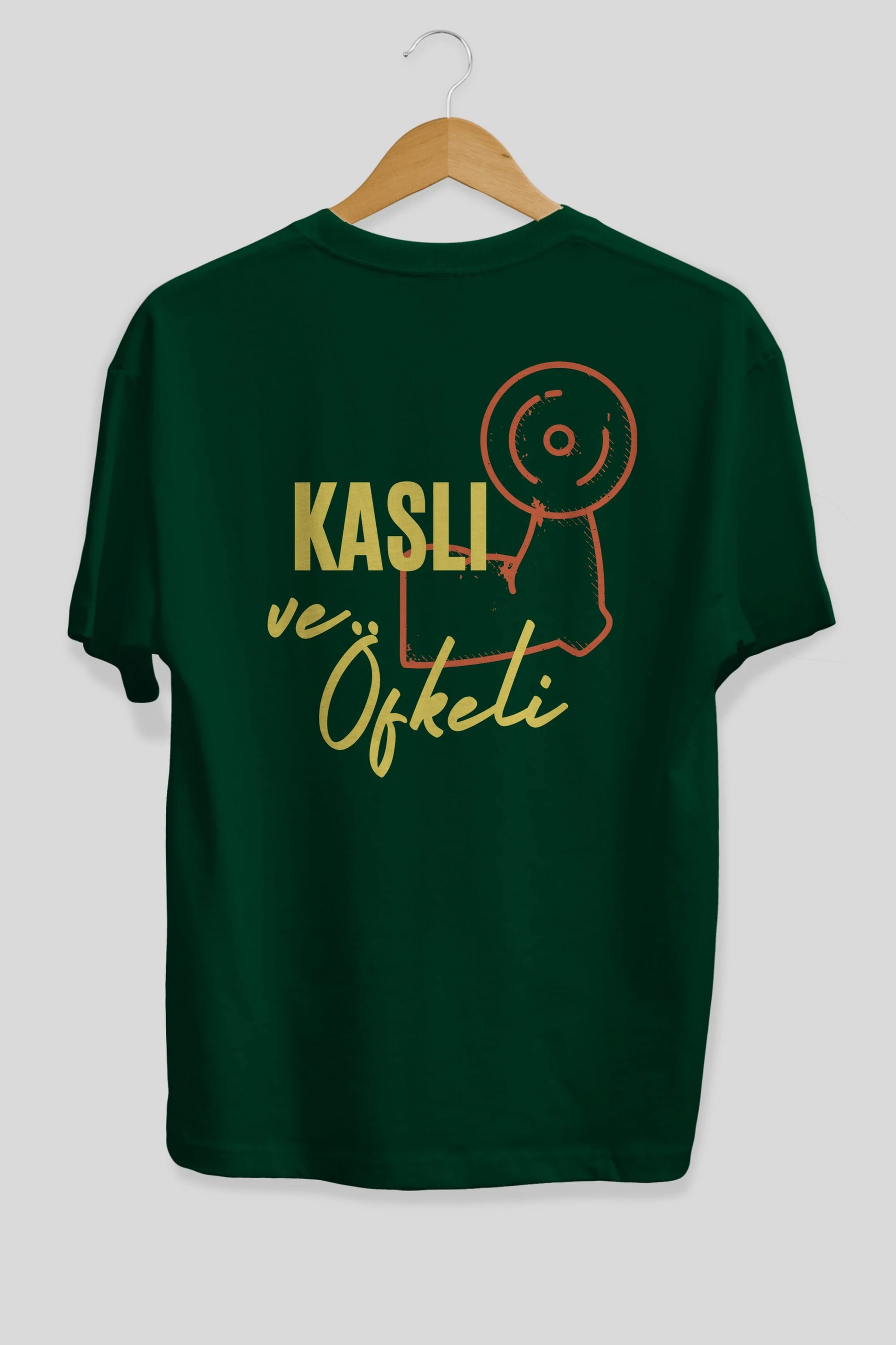 Kaslı ve Öfkeli Yazılı Arka Baskılı Oversize t-shirt Erkek Kadın Unisex