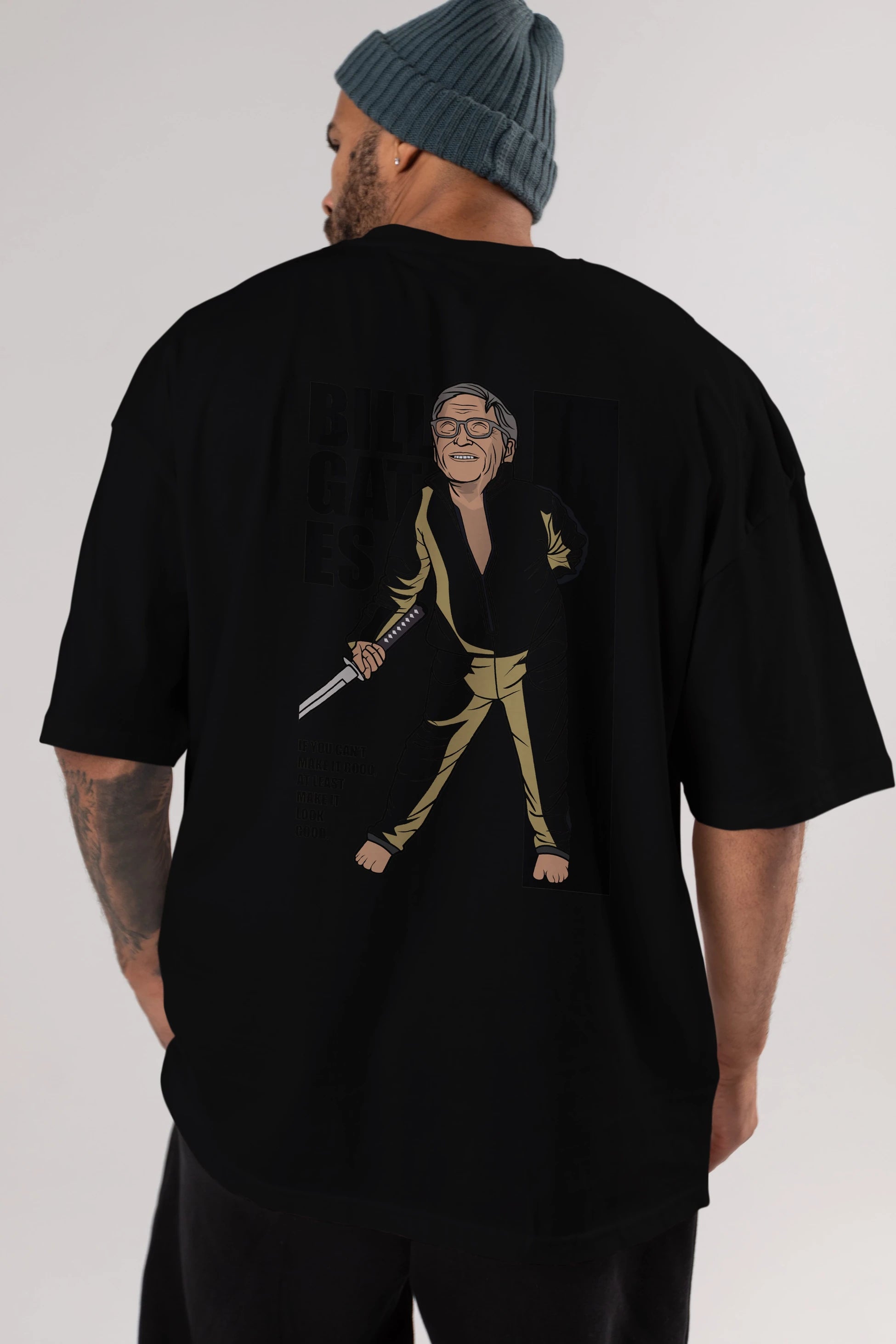 Bill Gates Arka Baskılı Oversize t-shirt Erkek Kadın Unisex %100 Pamuk tişort