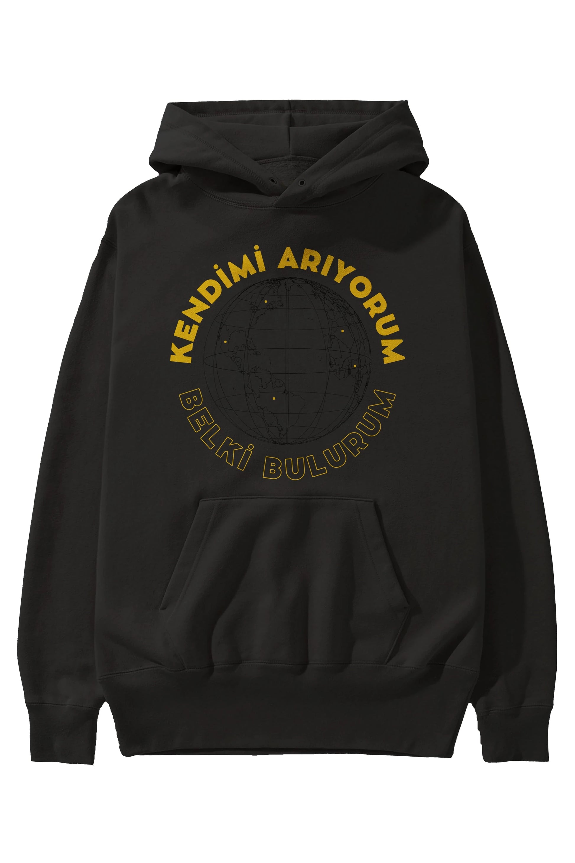 Kendimi Arıyorum Yazılı Ön Baskılı Oversize Hoodie Kapüşonlu Sweatshirt Erkek Kadın Unisex