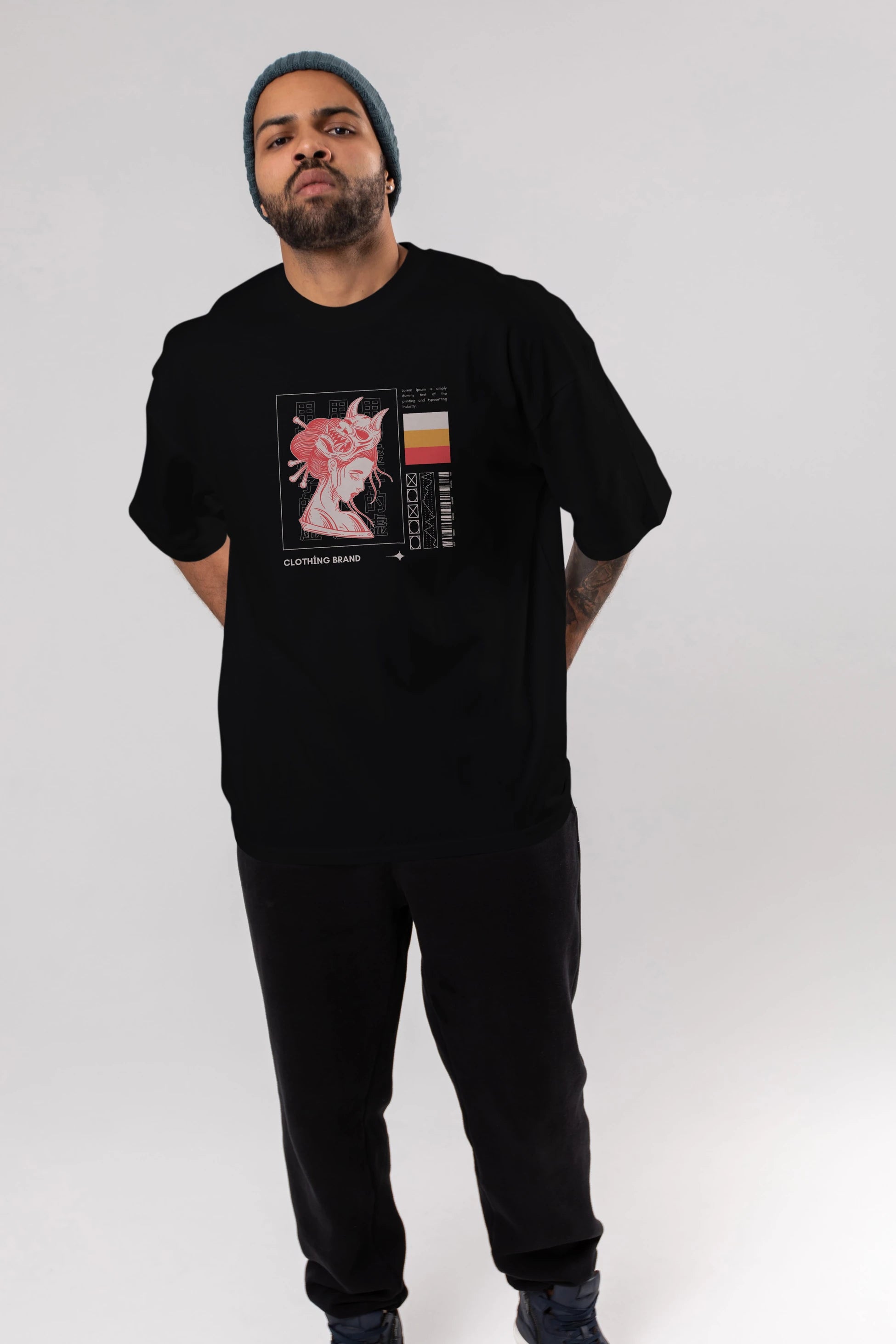 Hipster Japanese Style 2 Ön Baskılı Oversize t-shirt Erkek Kadın Unisex