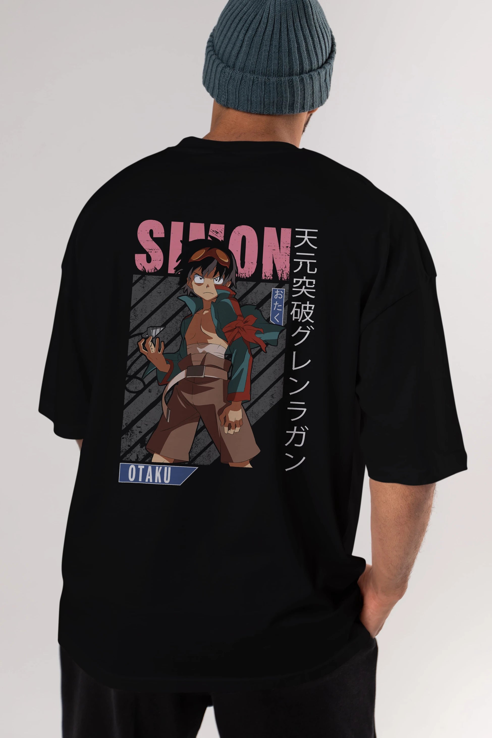 Simon 5 Anime Arka Baskılı Oversize t-shirt Erkek Kadın Unisex