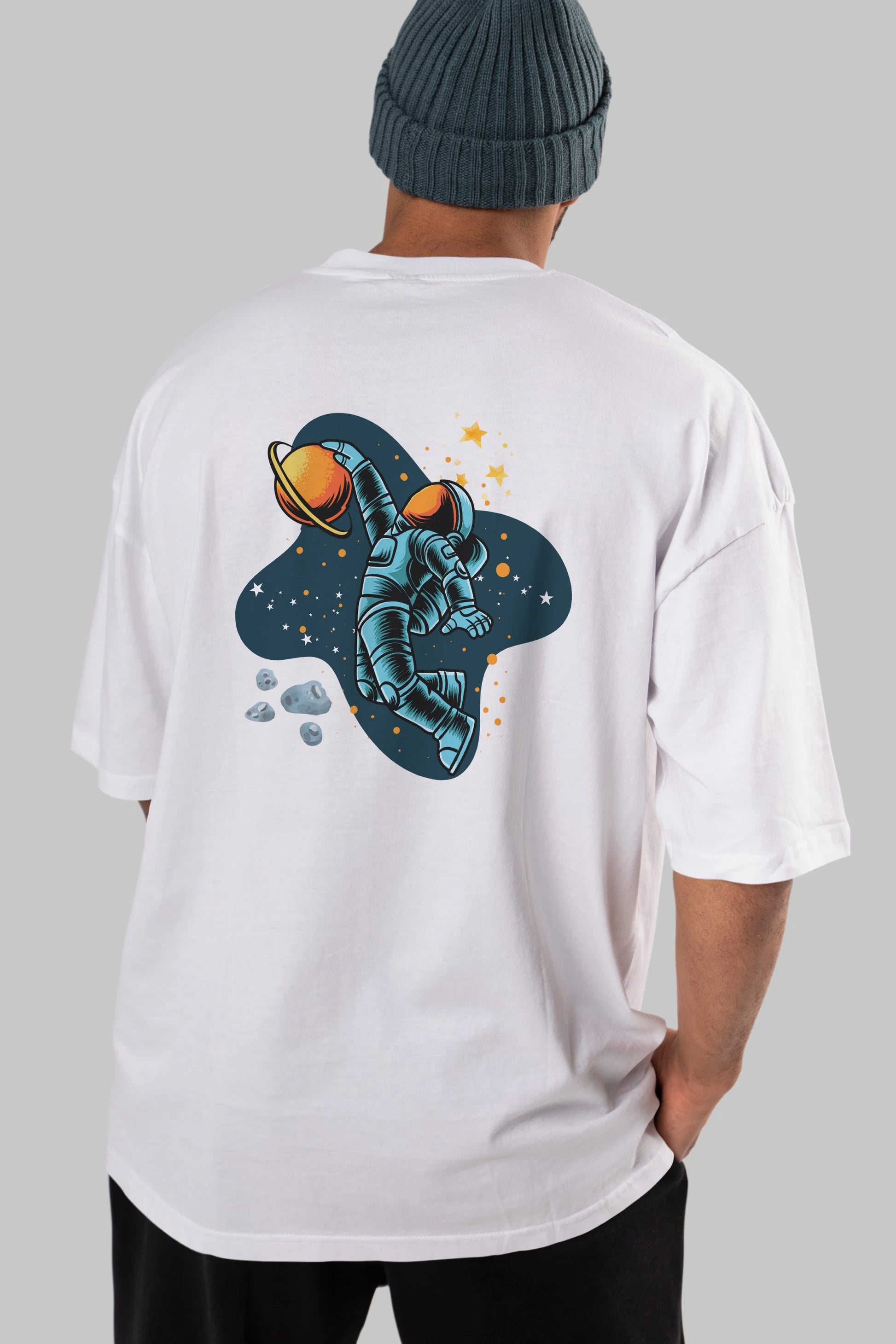 Astronot Basketbol Arka Baskılı Oversize t-shirt Erkek Kadın Unisex