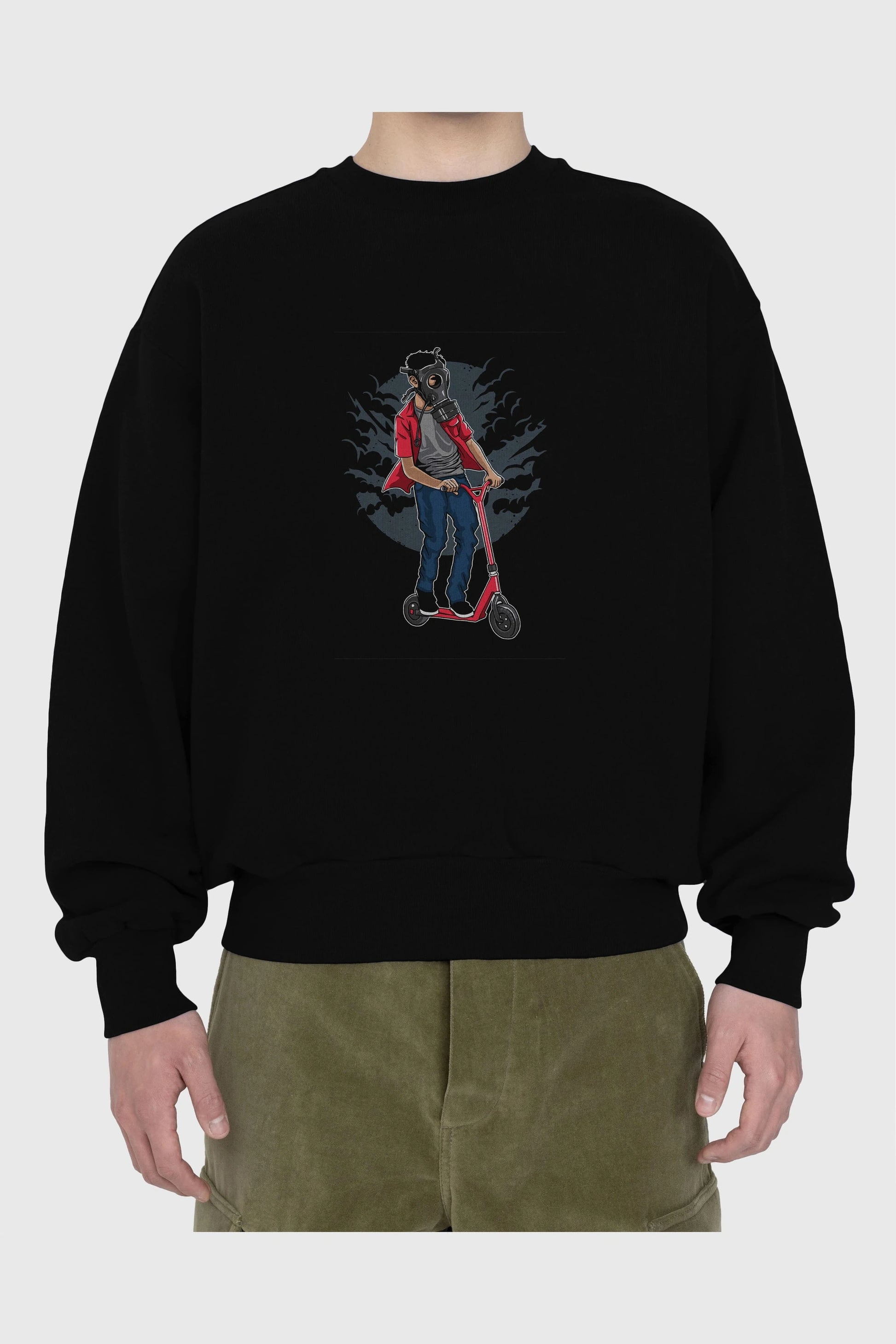 Gasmask Rider Ön Baskılı Oversize Sweatshirt Erkek Kadın Unisex