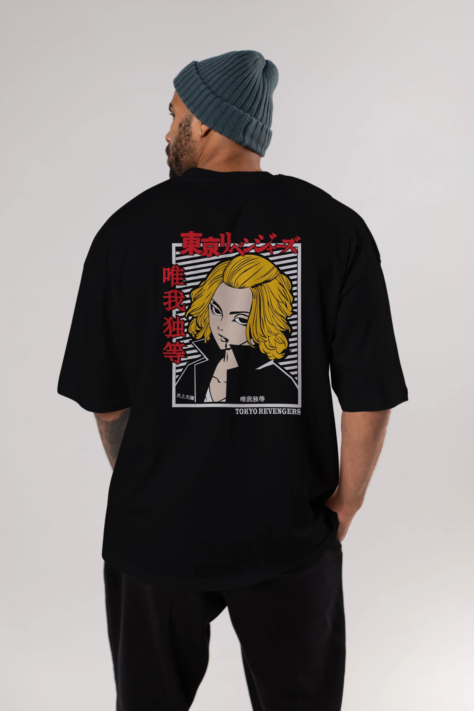 TokyoRev. M Anime Arka Baskılı Oversize t-shirt Erkek Kadın Unisex