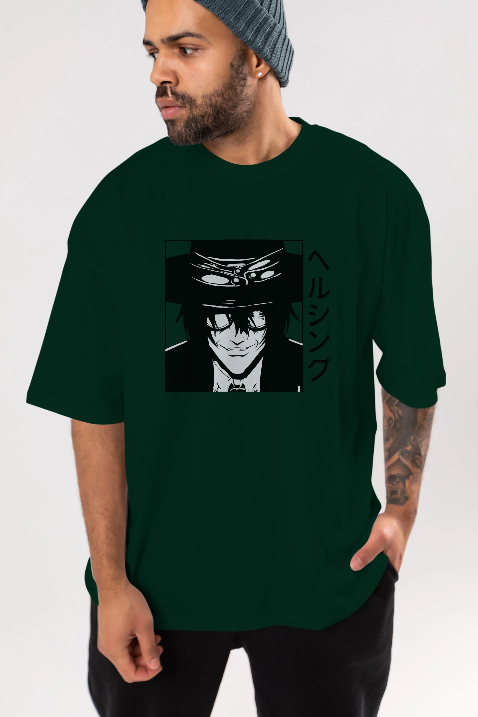 Alucard 1 Anime Ön Baskılı Oversize t-shirt %100 pamuk Erkek Kadın Unisex