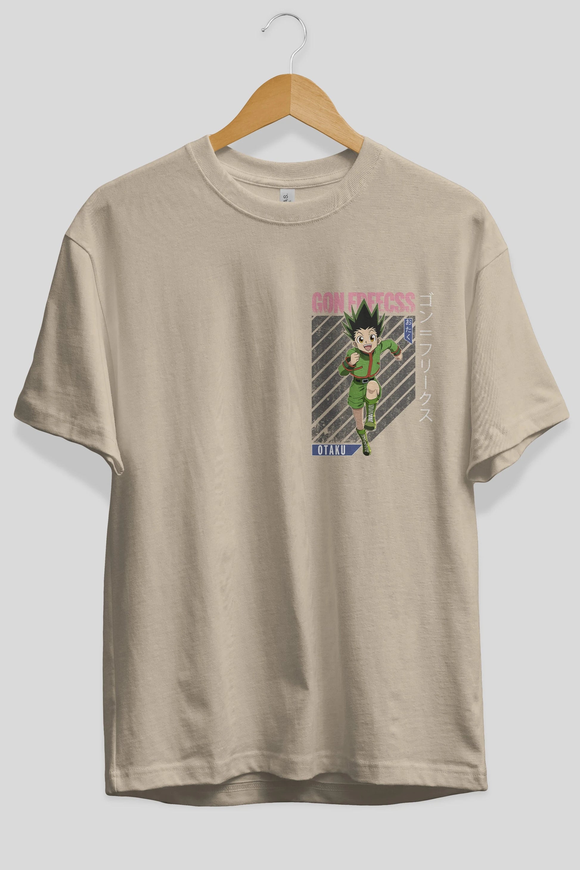 Gon Freecss HUNTER X HUNTER Ön Sol Baskılı Oversize t-shirt Erkek Kadın Unisex %100 Pamuk Bisiklet Yaka tişort