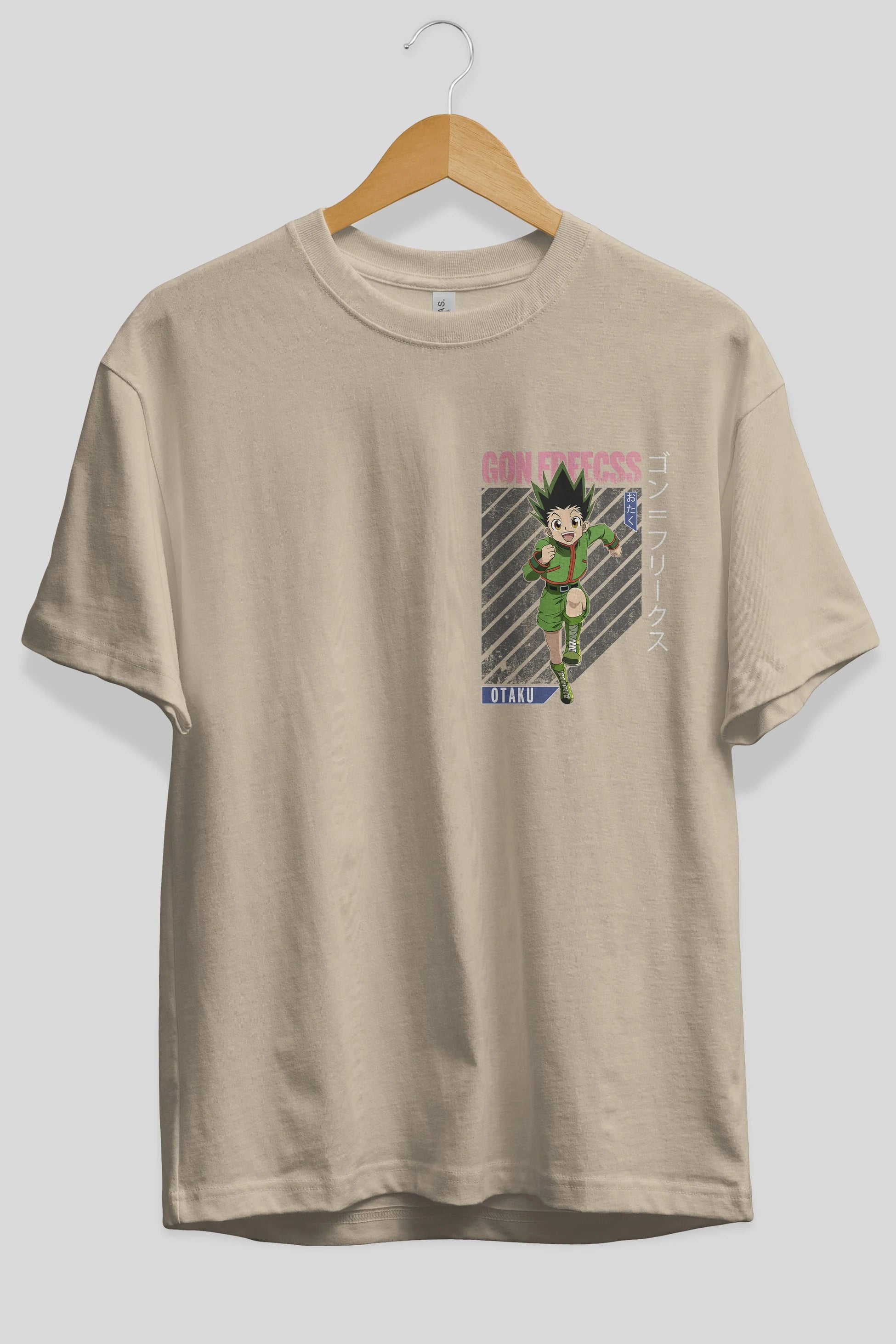 Gon Freecss HUNTER X HUNTER Ön Sol Baskılı Oversize t-shirt Erkek Kadın Unisex %100 Pamuk Bisiklet Yaka tişort