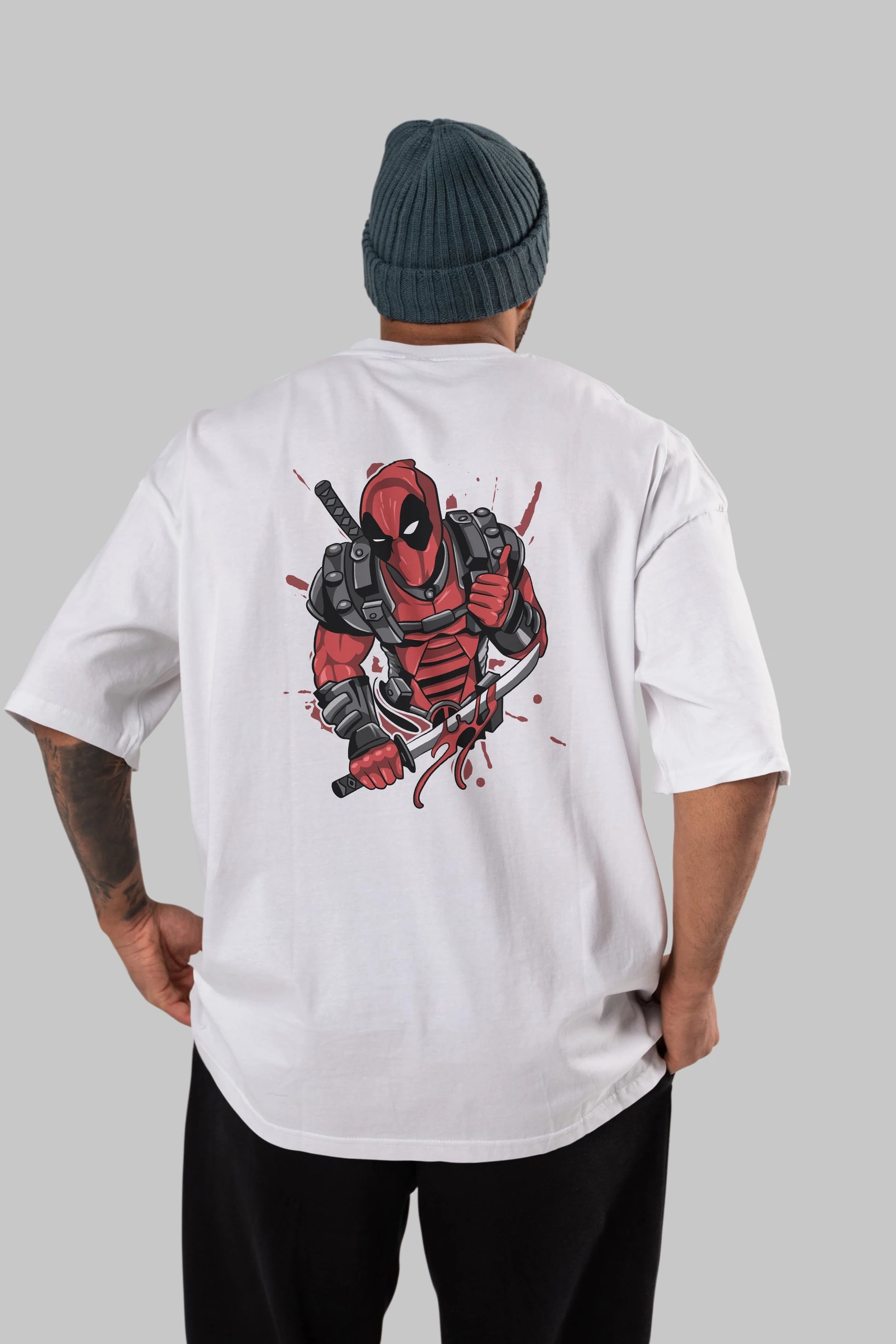 Deadpool (12) Arka Baskılı Oversize t-shirt Erkek Kadın Unisex %100 Pamuk Bisiklet Yaka tişort