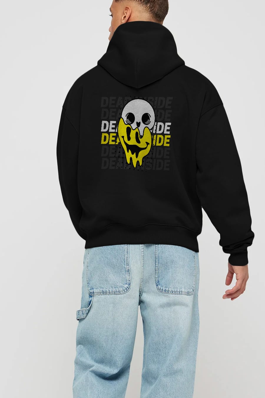 Dead Inside Yazılı Arka Baskılı Oversize Hoodie Kapüşonlu Sweatshirt Erkek Kadın Unisex