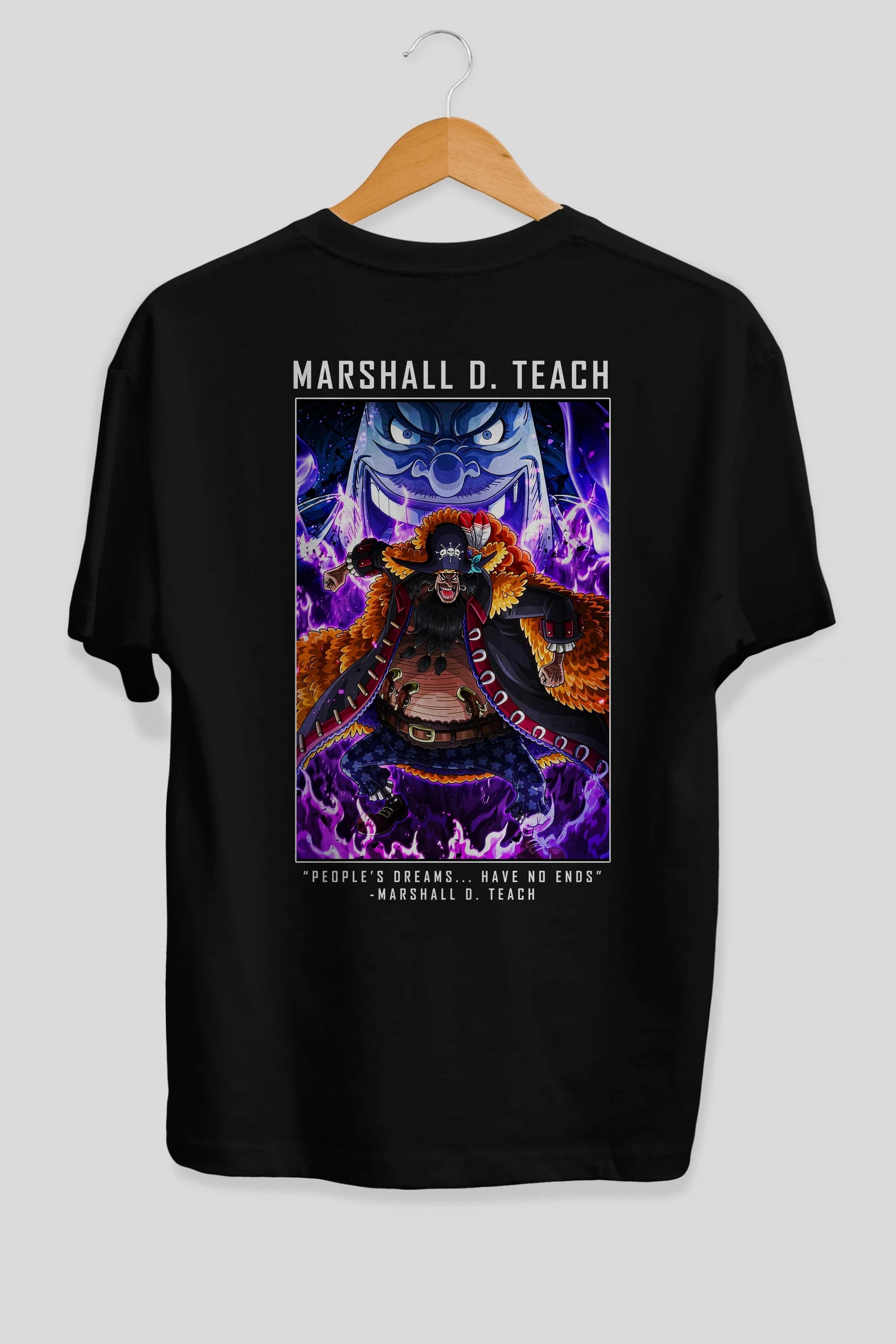 Blackbeard Anime Arka Baskılı Oversize t-shirt Erkek Kadın Unisex %100 pamuk tişort