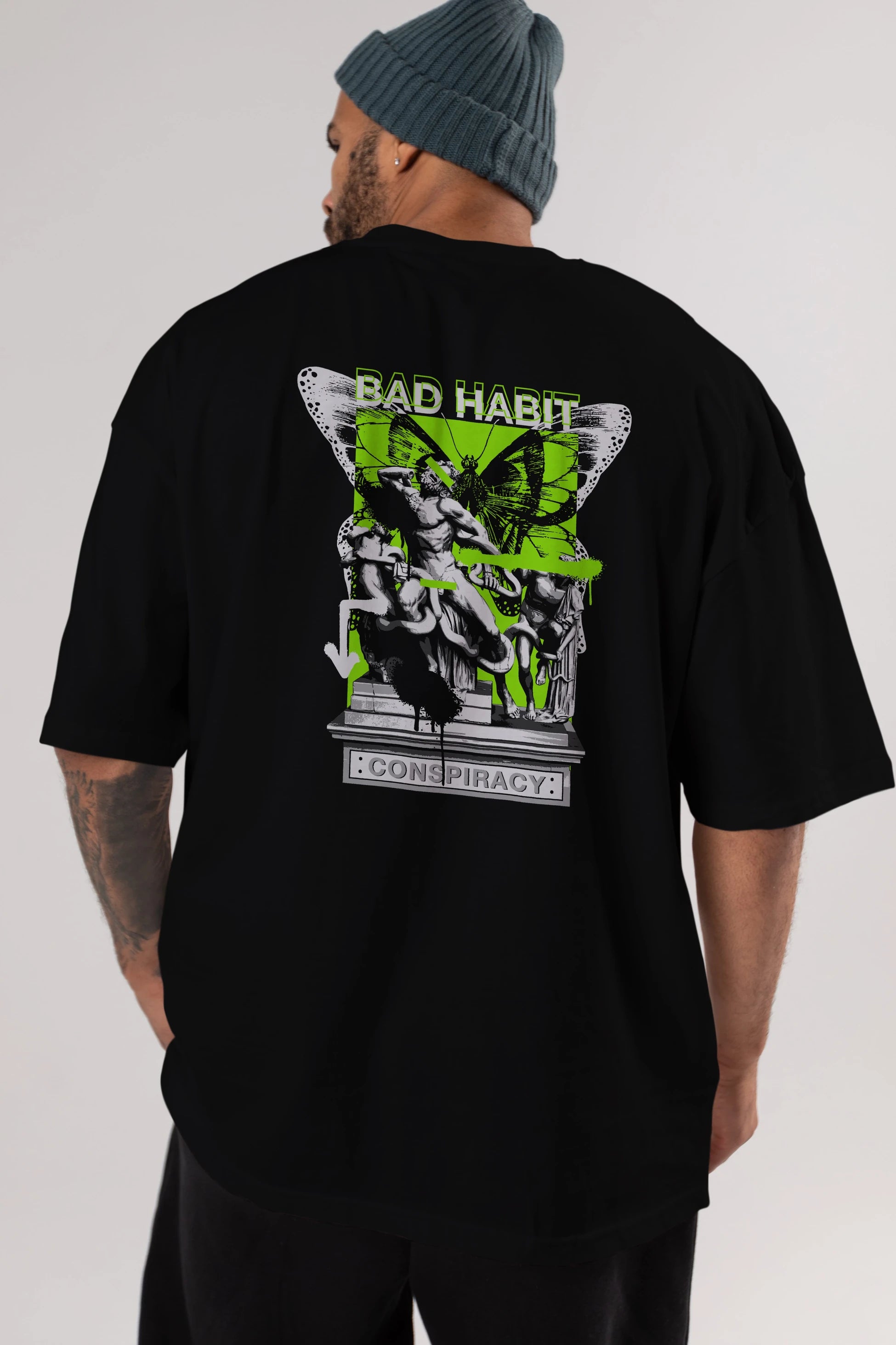 Bad Habit Arka Baskılı Oversize t-shirt Erkek Kadın Unisex