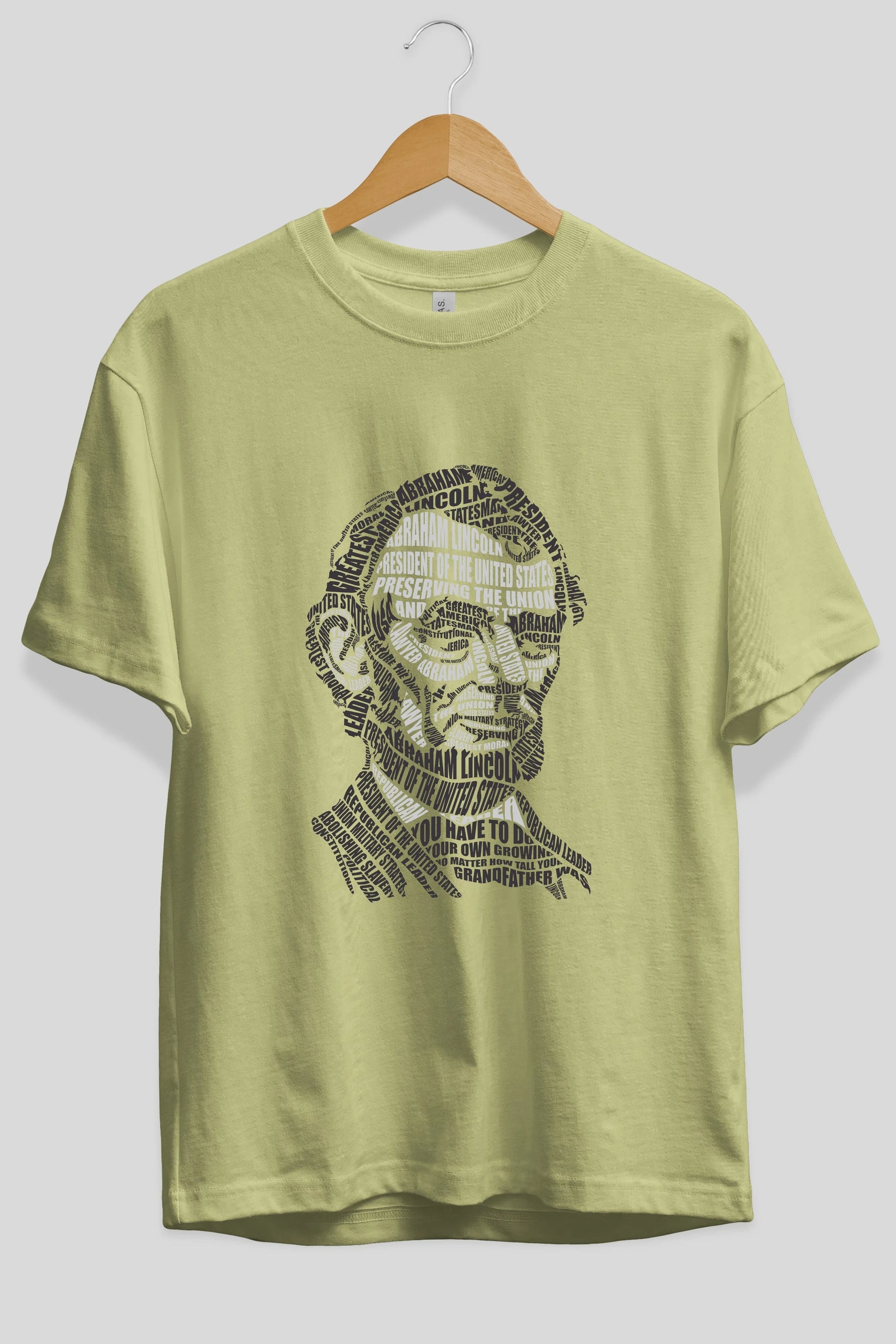 Abraham Lincoln Calligram Ön Baskılı Oversize t-shirt %100 pamuk Erkek Kadın Unisex
