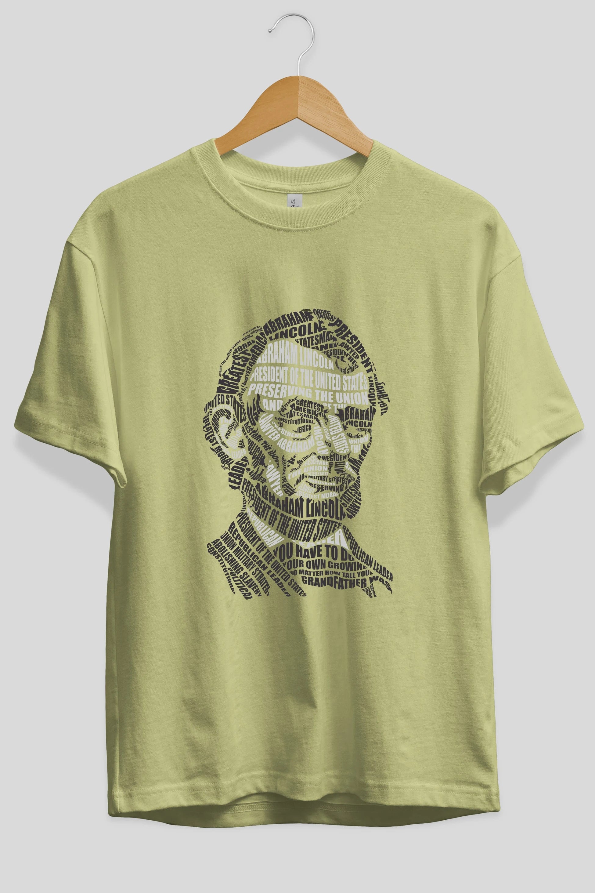 Abraham Lincoln Calligram Ön Baskılı Oversize t-shirt %100 pamuk Erkek Kadın Unisex