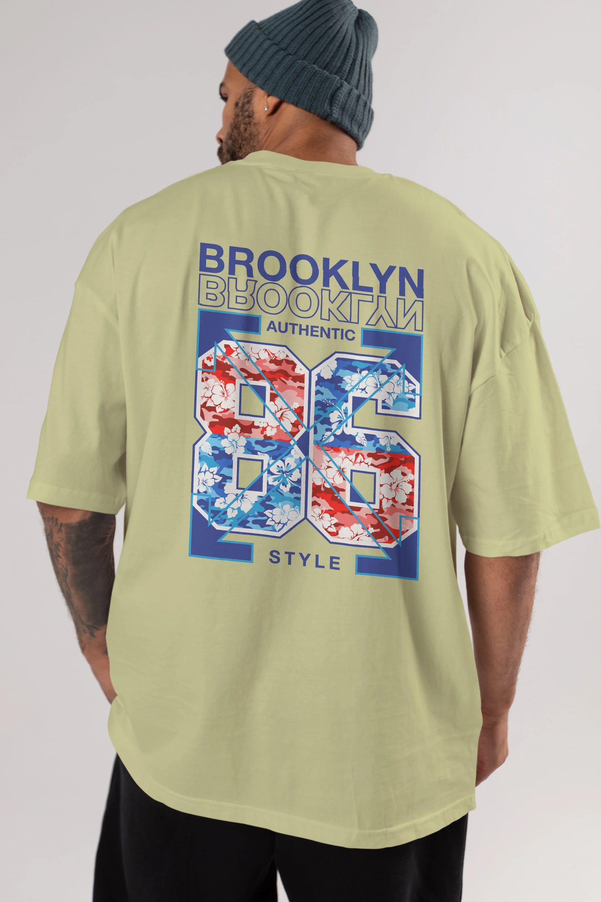 Brooklyn 86 Style Arka Baskılı Oversize t-shirt Erkek Kadın Unisex