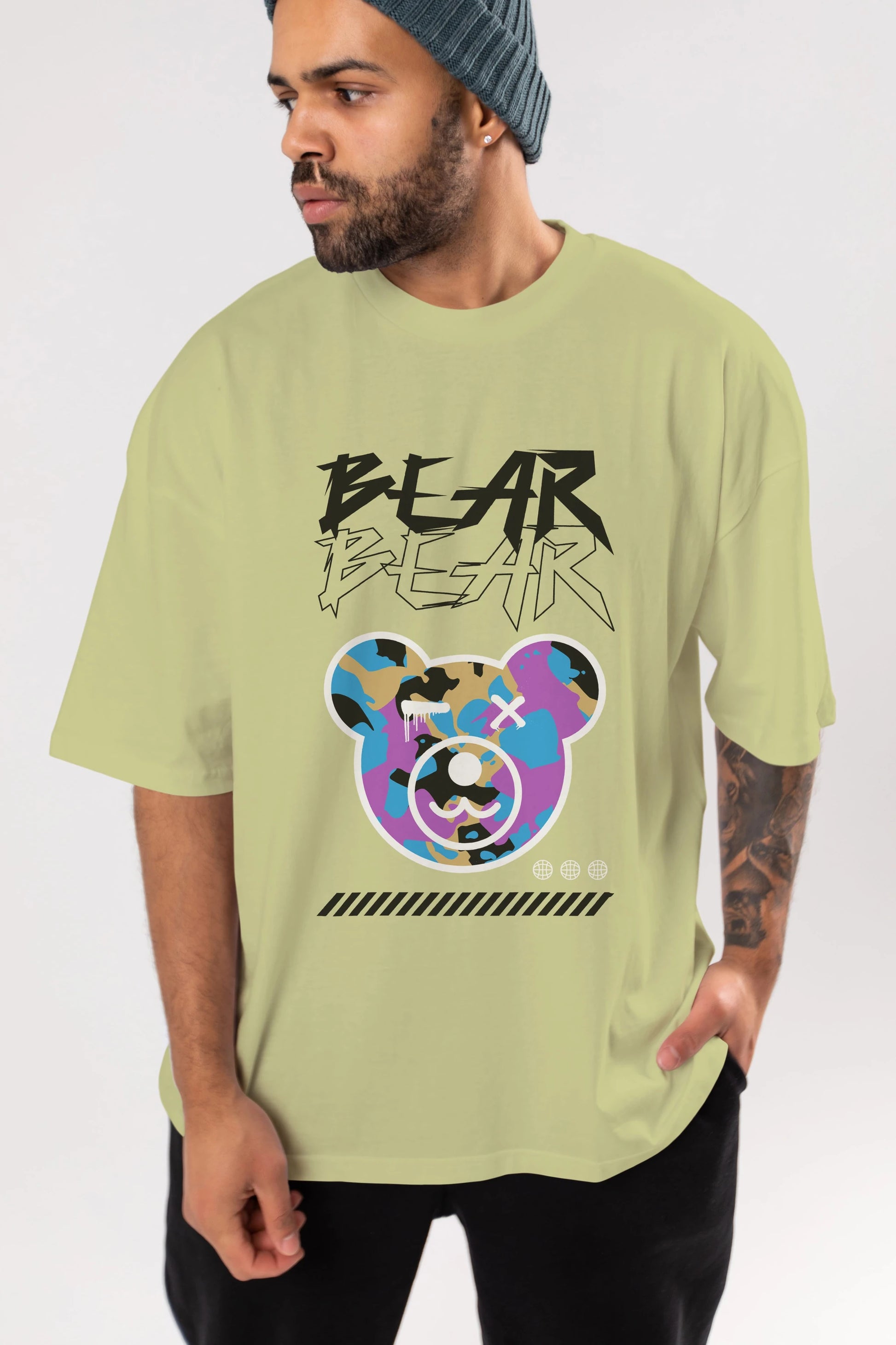 Bear Bear Ön Baskılı Oversize t-shirt Erkek Kadın Unisex