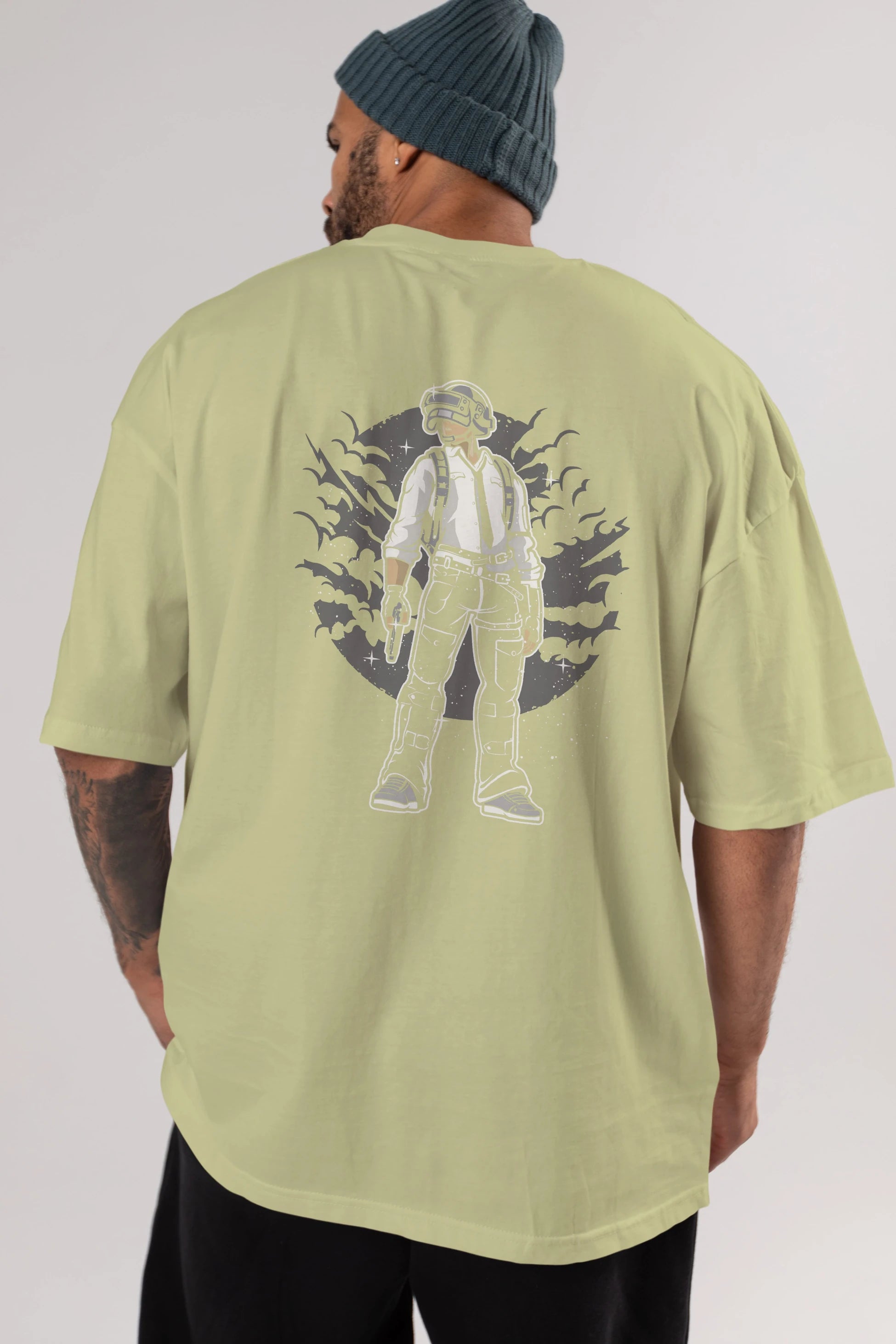 PUBG Arka Baskılı Oversize t-shirt Erkek Kadın Unisex %100 Pamuk