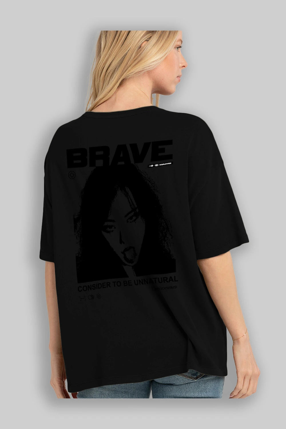 Brave Arka Baskılı Oversize t-shirt Erkek Kadın Unisex