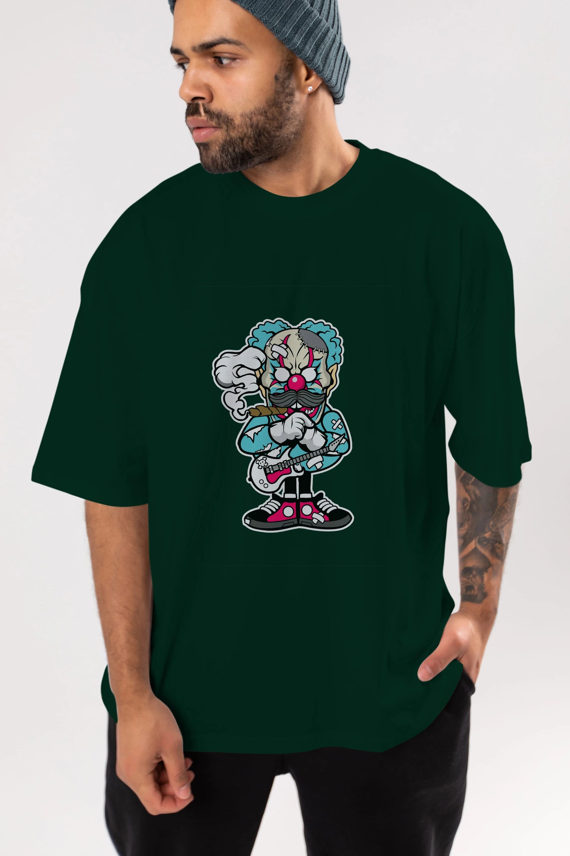 Clown Monster Ön Baskılı Oversize t-shirt Erkek Kadın Unisex %100 Pamuk tişort