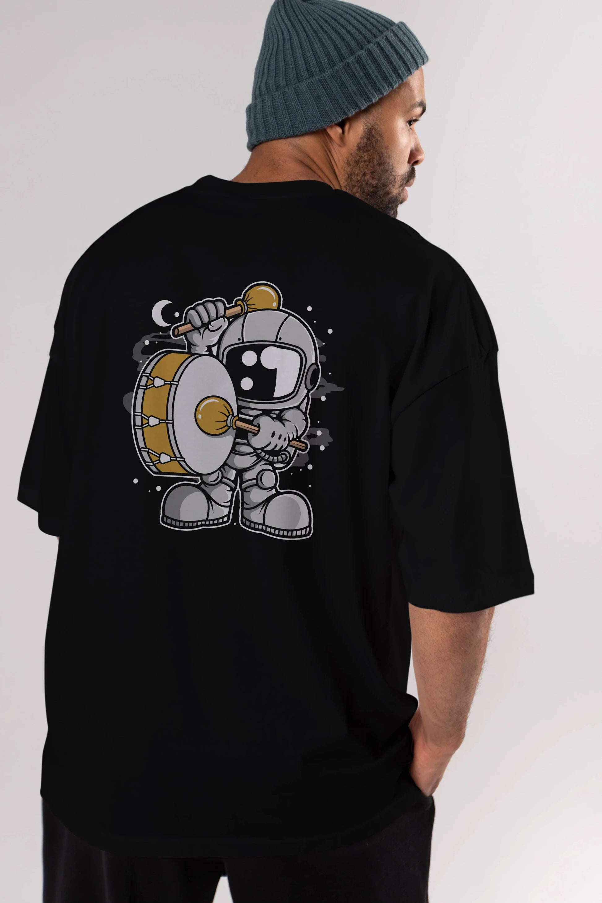 Astronaut Marching Band Arka Baskılı Oversize t-shirt Erkek Kadın Unisex