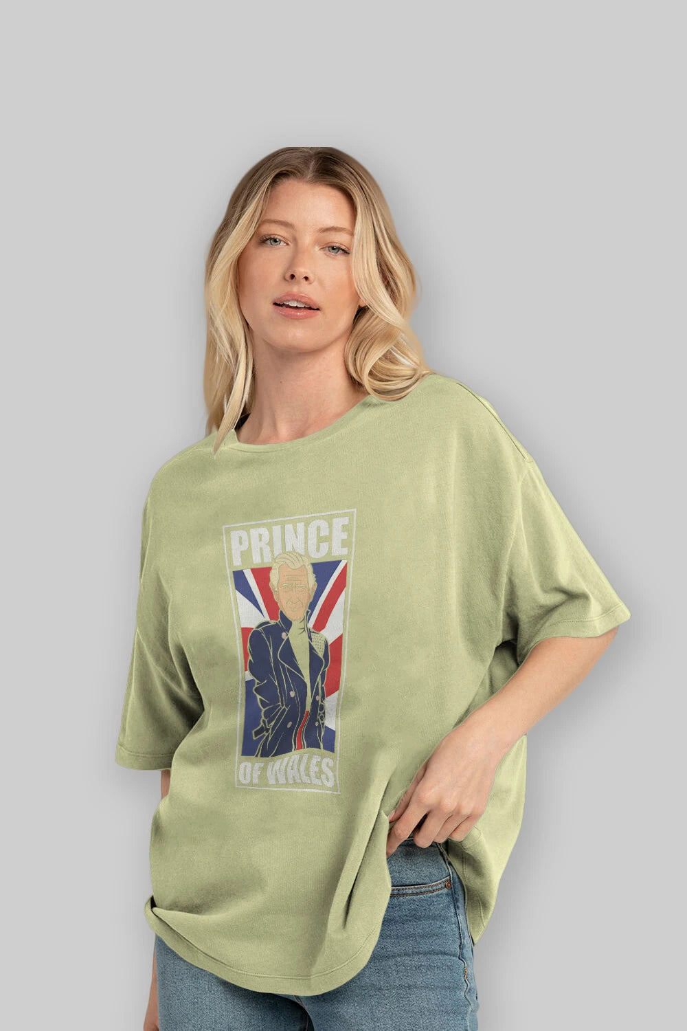 Prince Charles Ön Baskılı Oversize t-shirt Erkek Kadın Unisex %100 Pamuk tişort
