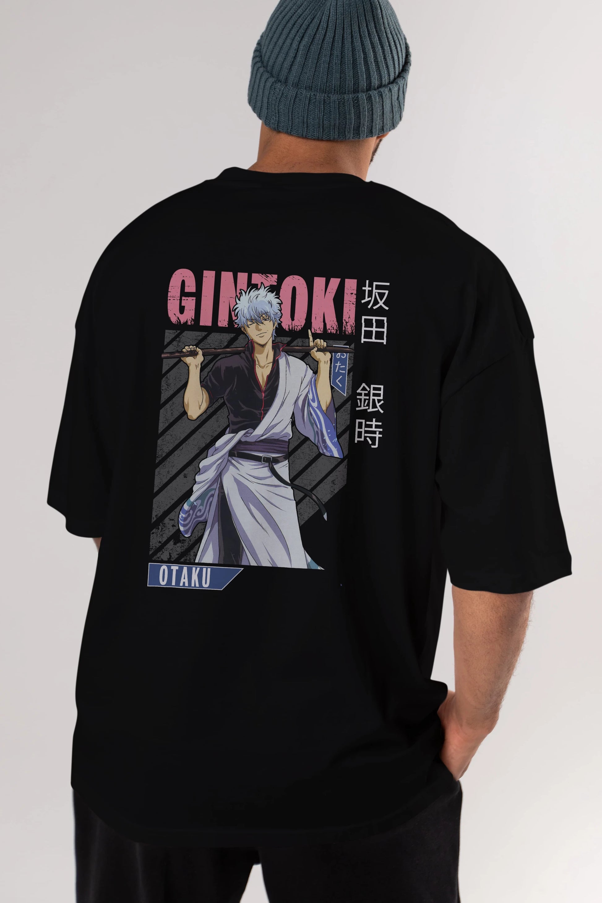 Gintoki Sakata GINTAMA 3 Anime Arka Baskılı Oversize t-shirt Erkek Kadın Unisex