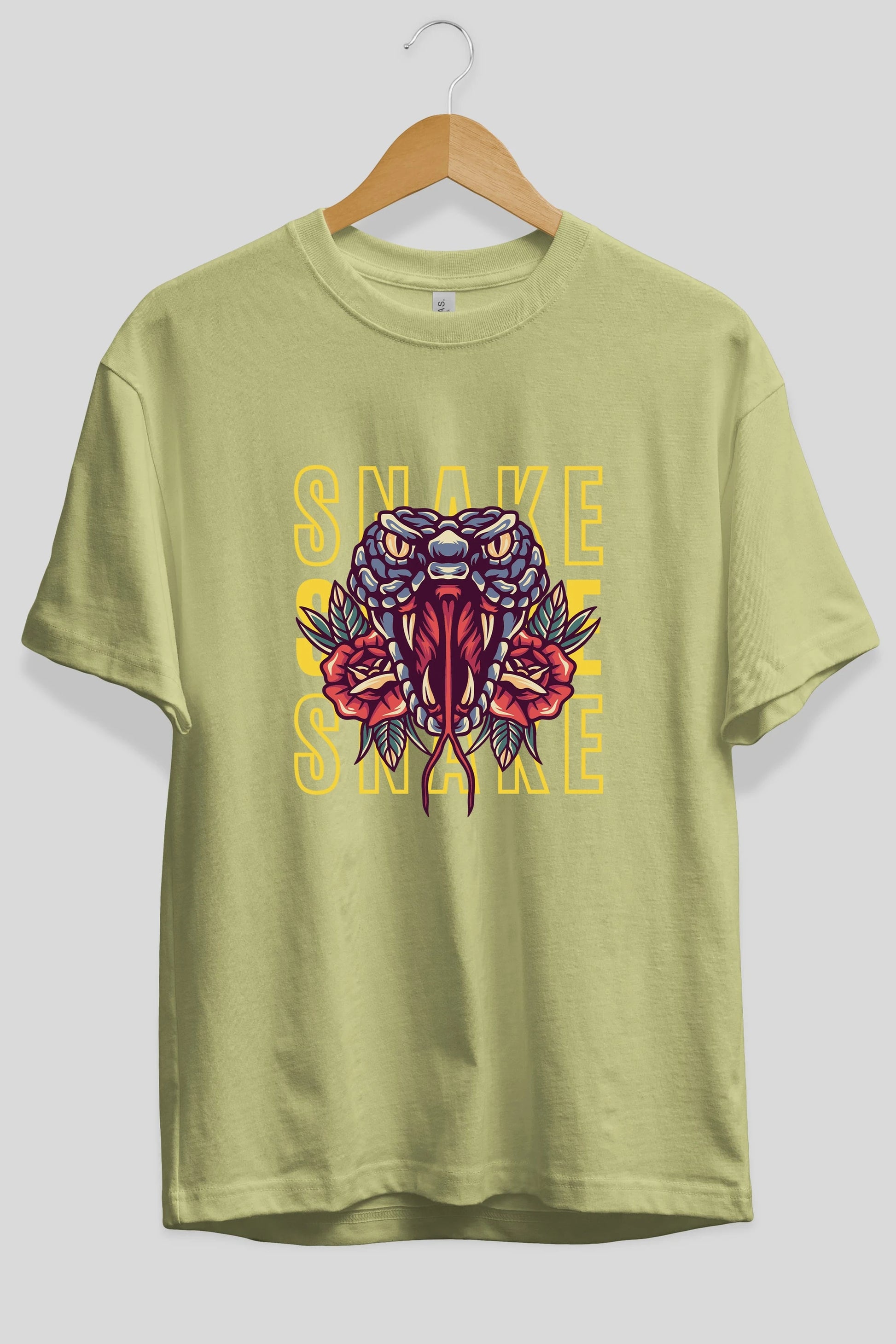 Snake Ön Baskılı Oversize t-shirt Erkek Kadın Unisex