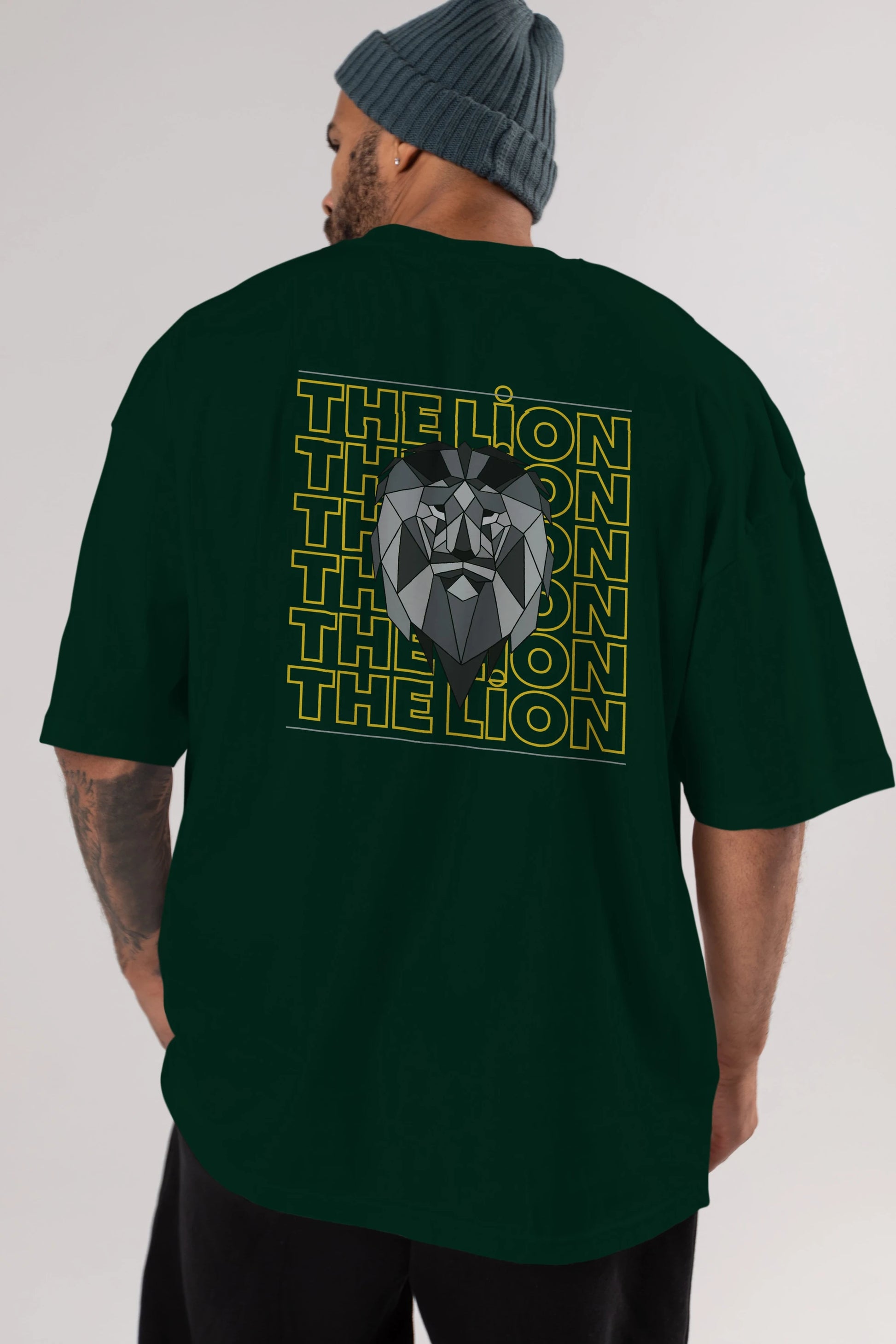 The Lion Yazılı Arka Baskılı Oversize t-shirt Erkek Kadın Unisex