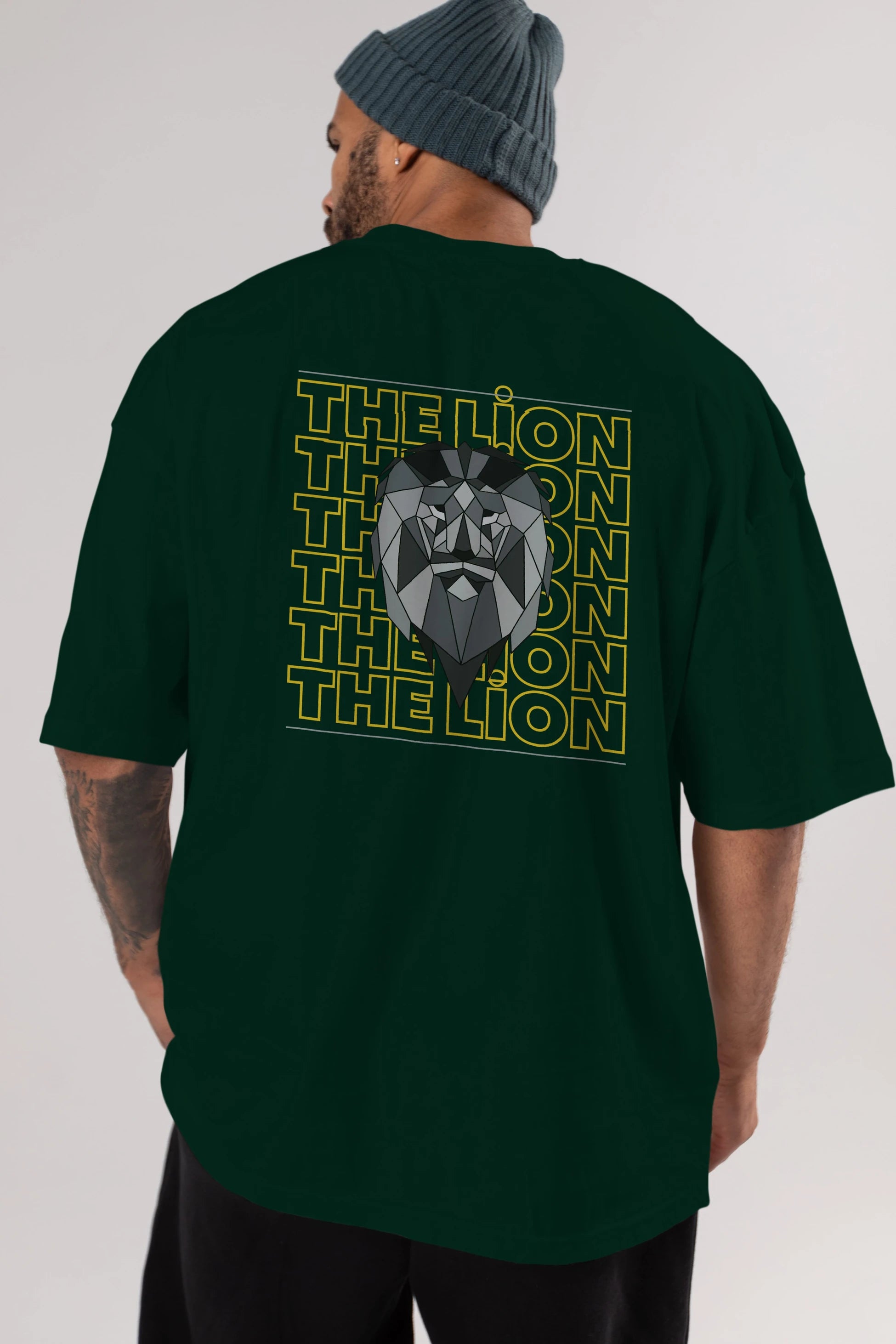 The Lion Yazılı Arka Baskılı Oversize t-shirt Erkek Kadın Unisex