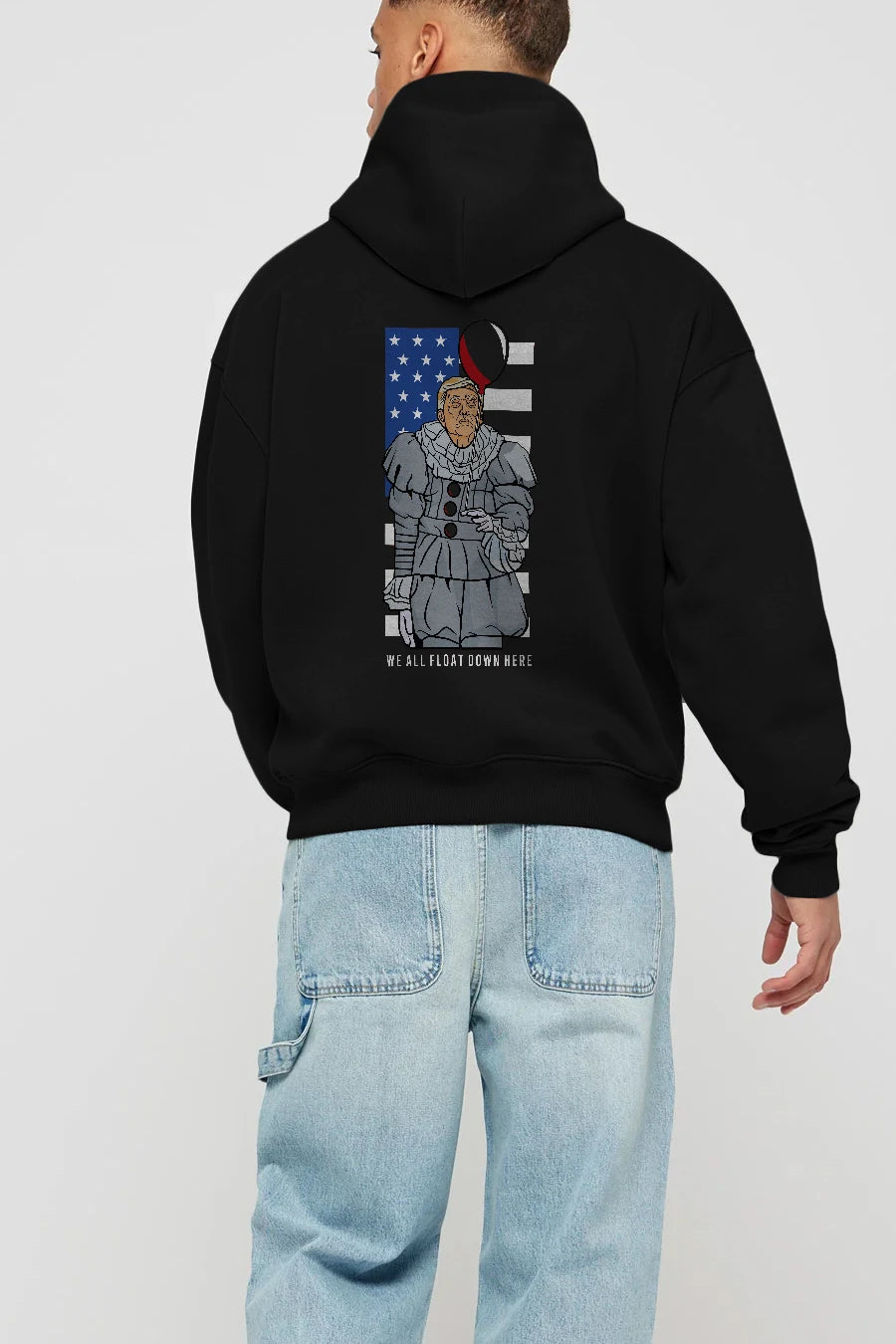 It Trump Arka Baskılı Hoodie Oversize Kapüşonlu Sweatshirt Erkek Kadın Unisex