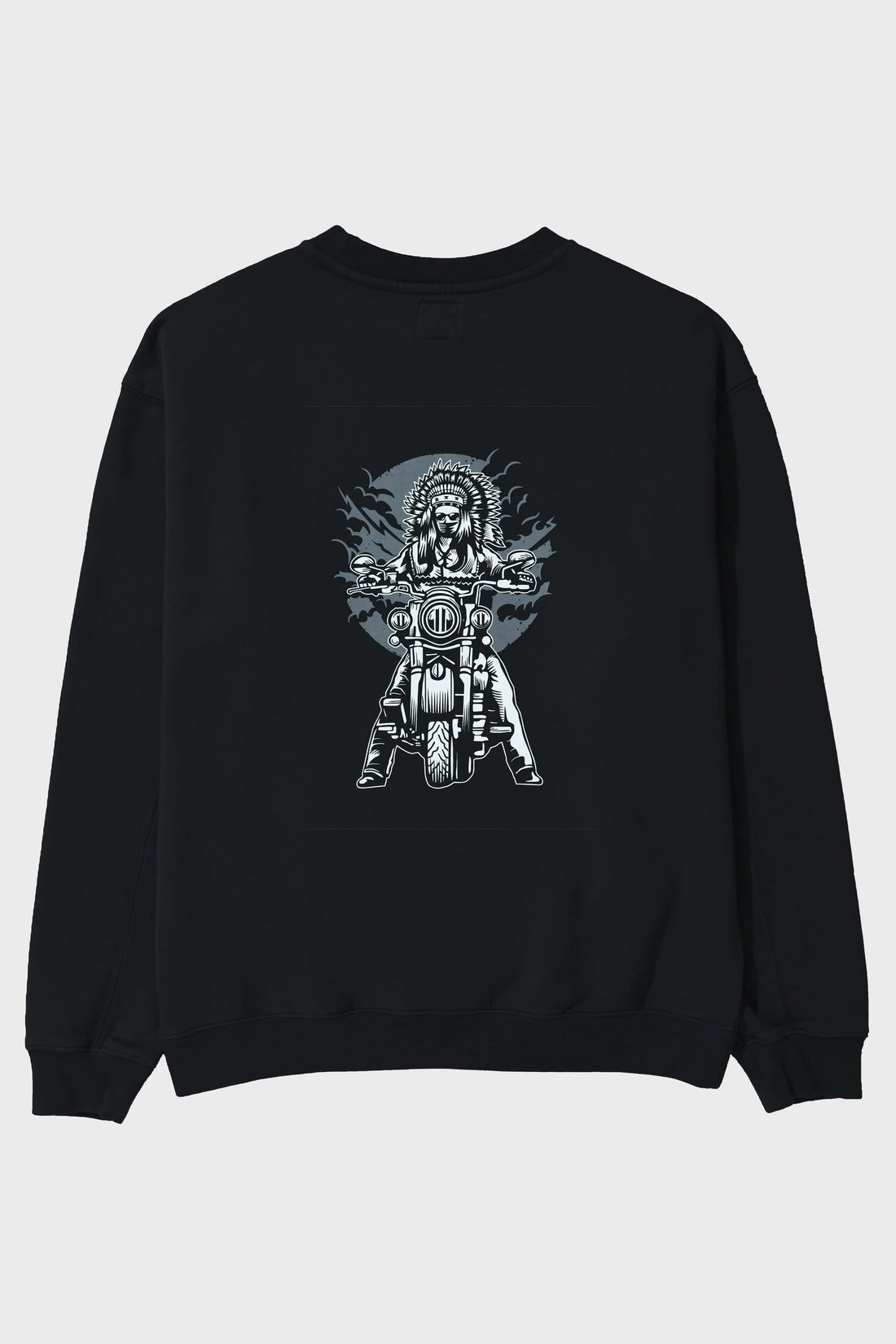 Indian Chief Motorcycle Arka Baskılı Oversize Sweatshirt Erkek Kadın Unisex