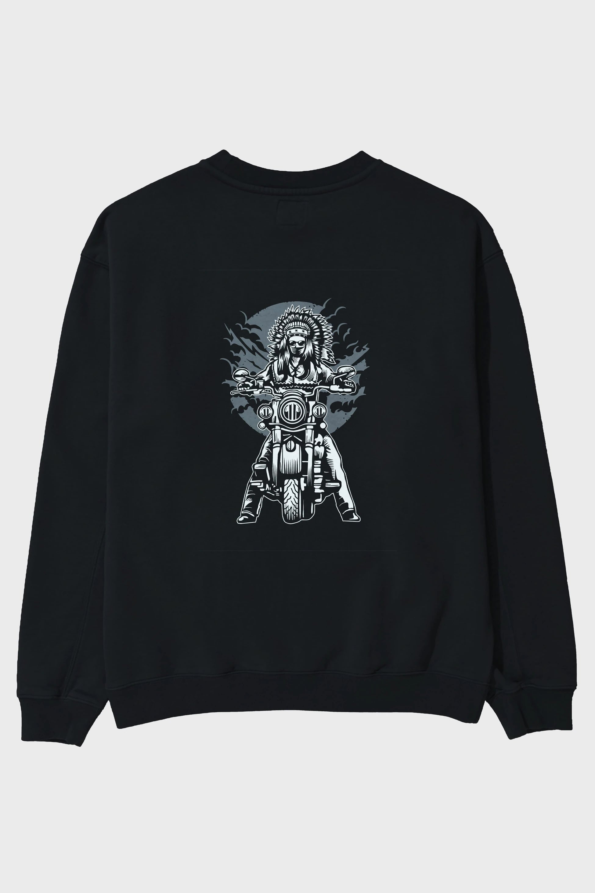 Indian Chief Motorcycle Arka Baskılı Oversize Sweatshirt Erkek Kadın Unisex