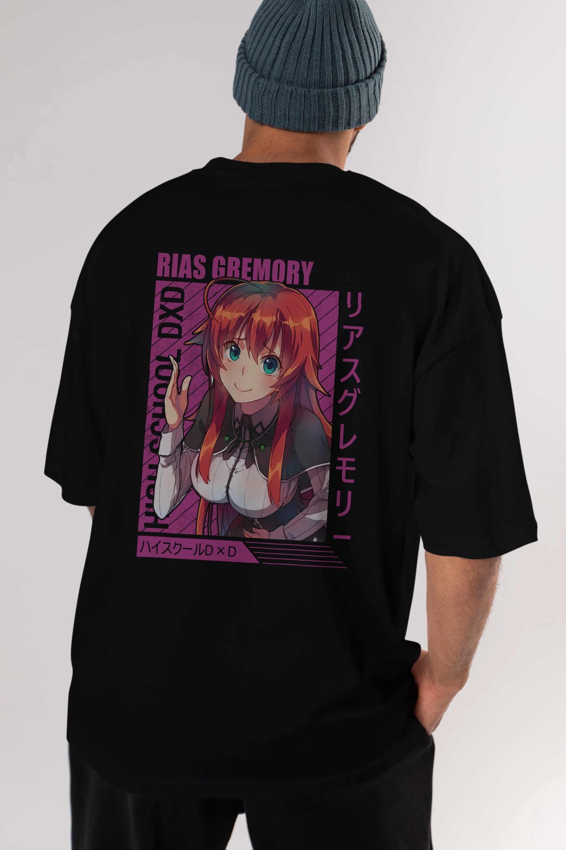 Rias Gremory 10 Anime Arka Baskılı Oversize t-shirt Erkek Kadın Unisex