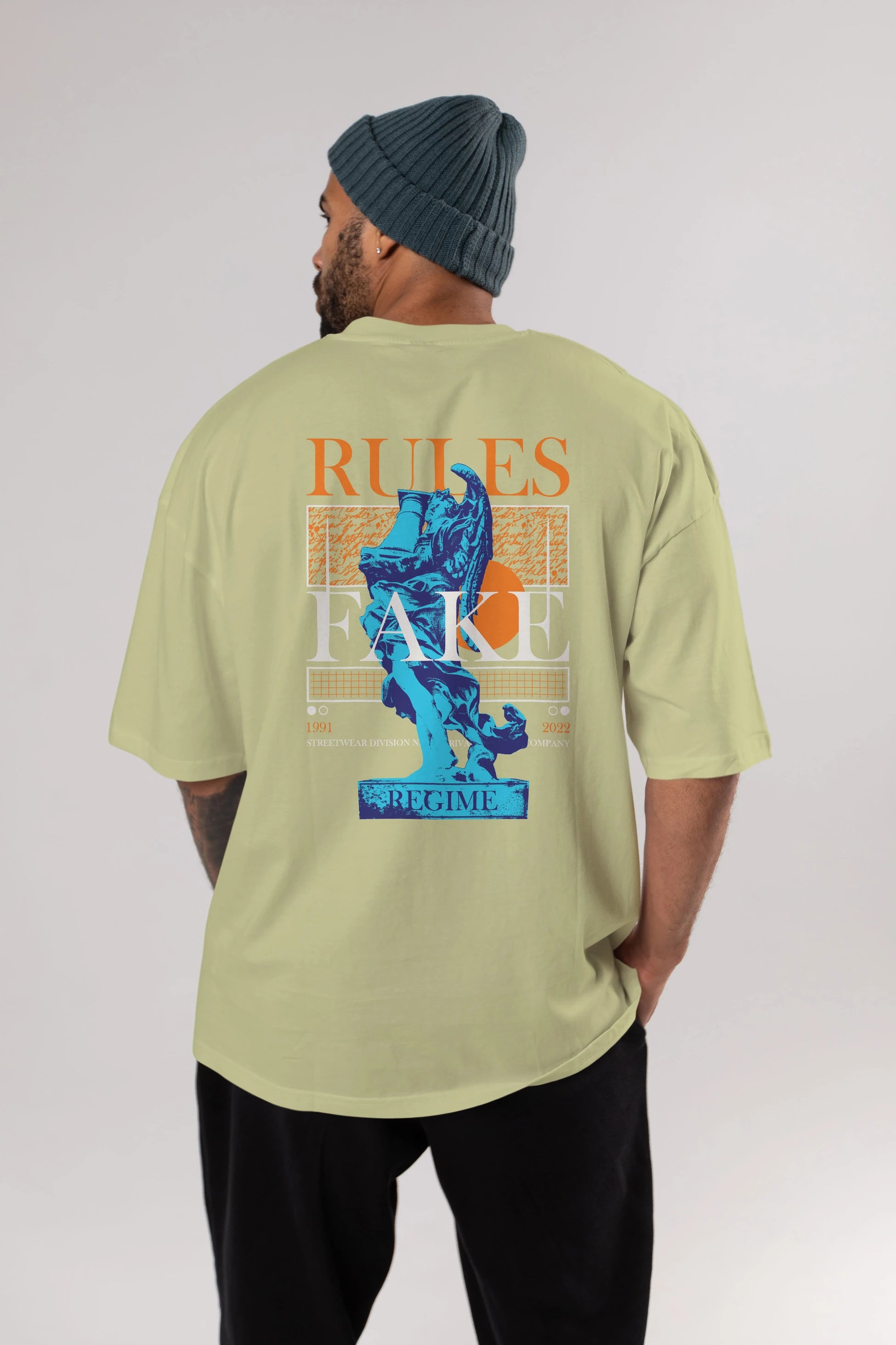 Rules Fake Arka Baskılı Oversize t-shirt Erkek Kadın Unisex
