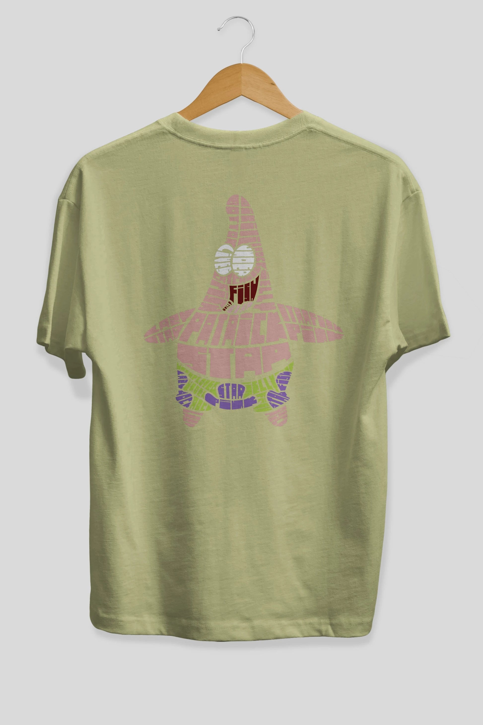 Patrick Star Arka Baskılı Oversize t-shirt %100 pamuk Erkek Kadın Unisex