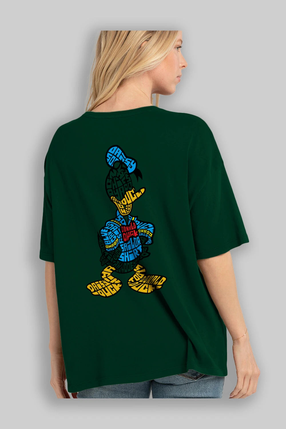 Donald Arka Baskılı Oversize t-shirt %100 pamuk Erkek Kadın Unisex