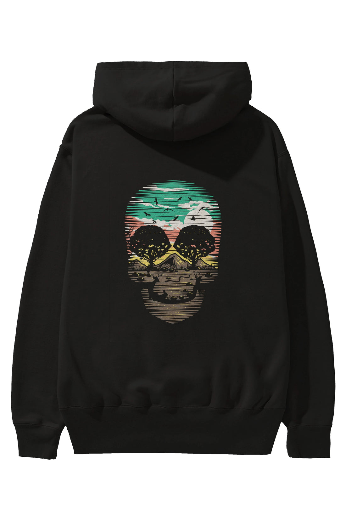 Skull Nature Arka Baskılı Hoodie Oversize Kapüşonlu Sweatshirt Erkek Kadın Unisex
