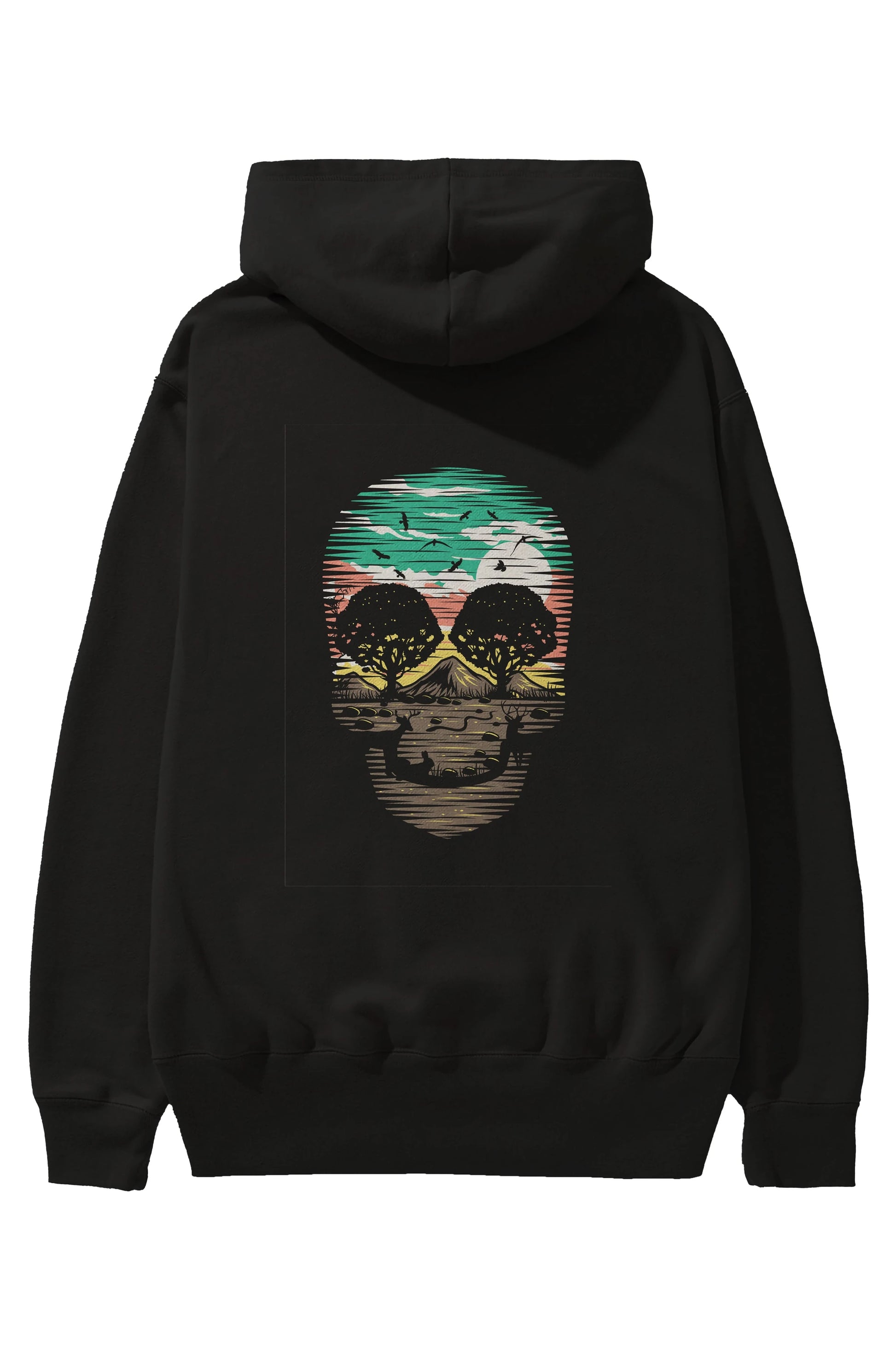 Skull Nature Arka Baskılı Hoodie Oversize Kapüşonlu Sweatshirt Erkek Kadın Unisex