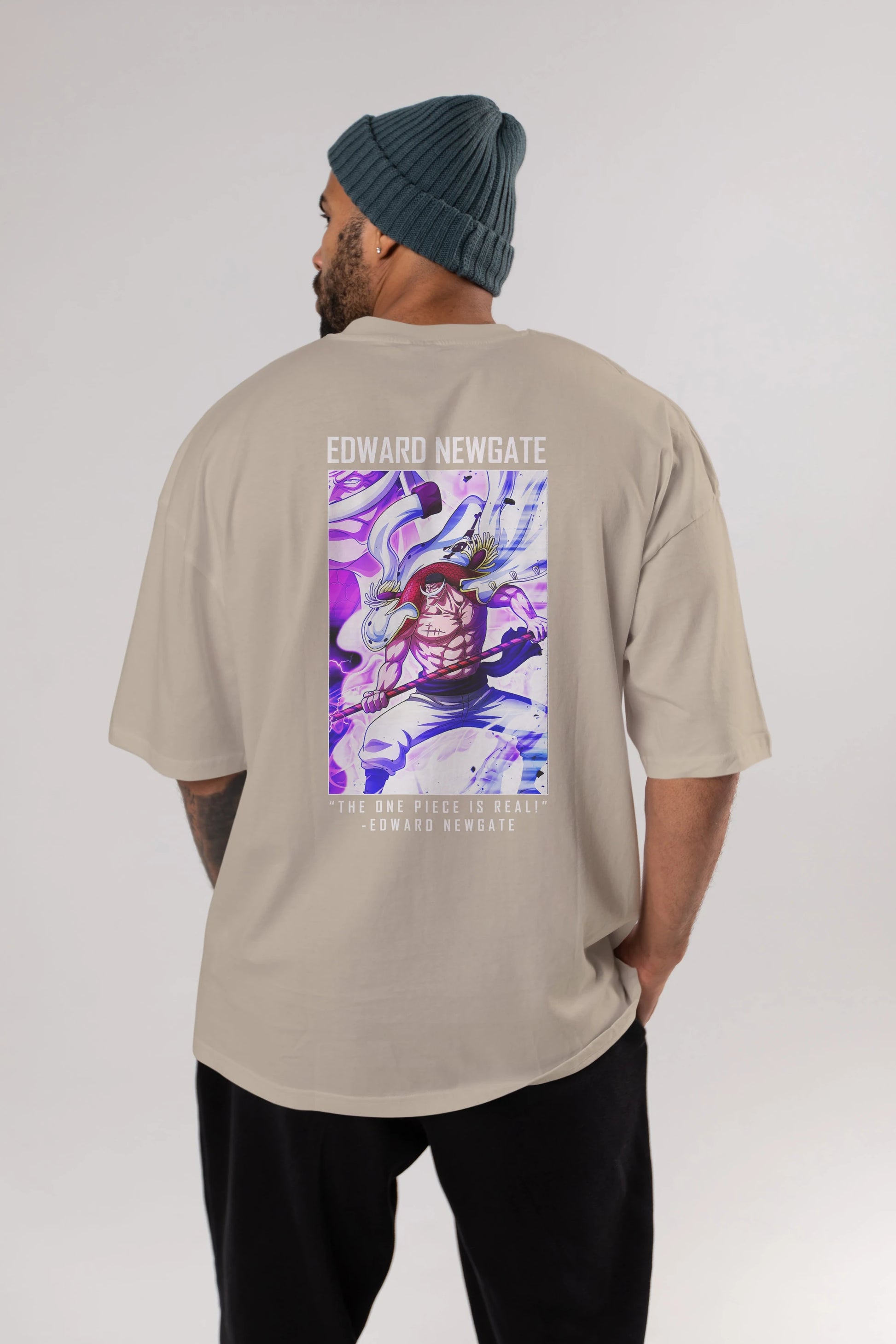 Edward Newgate Anime Arka Baskılı Oversize t-shirt Erkek Kadın Unisex %100 pamuk tişort